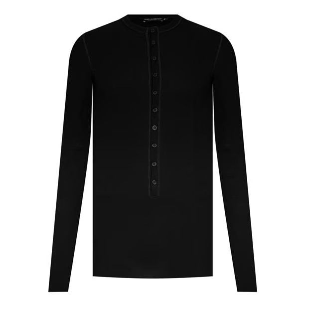 image of Dolce Gabbana O1G2R1Mq0324 Bttn Long Sleeve T- Shirts In Black, Men's (Size XL)