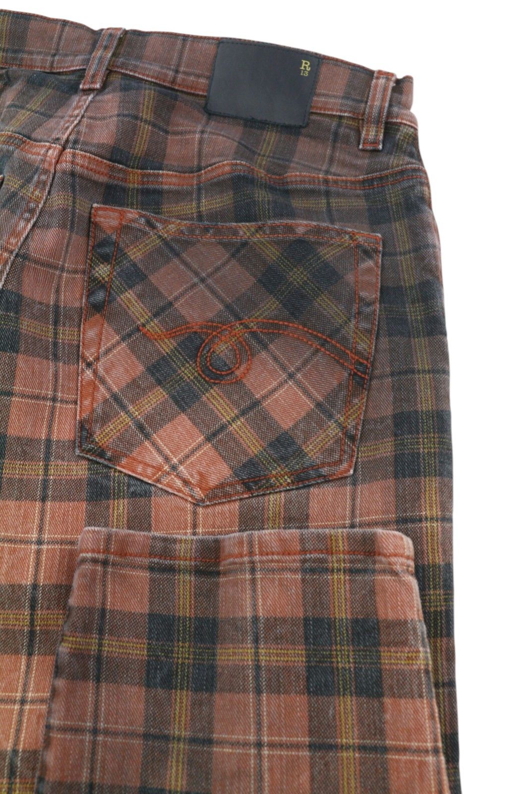 R13 TAILORED DROP 27 Ash Red Plaid Ankle Crop Relaxed 85771 Size 27" / US 4 / IT 40 - 5 Thumbnail