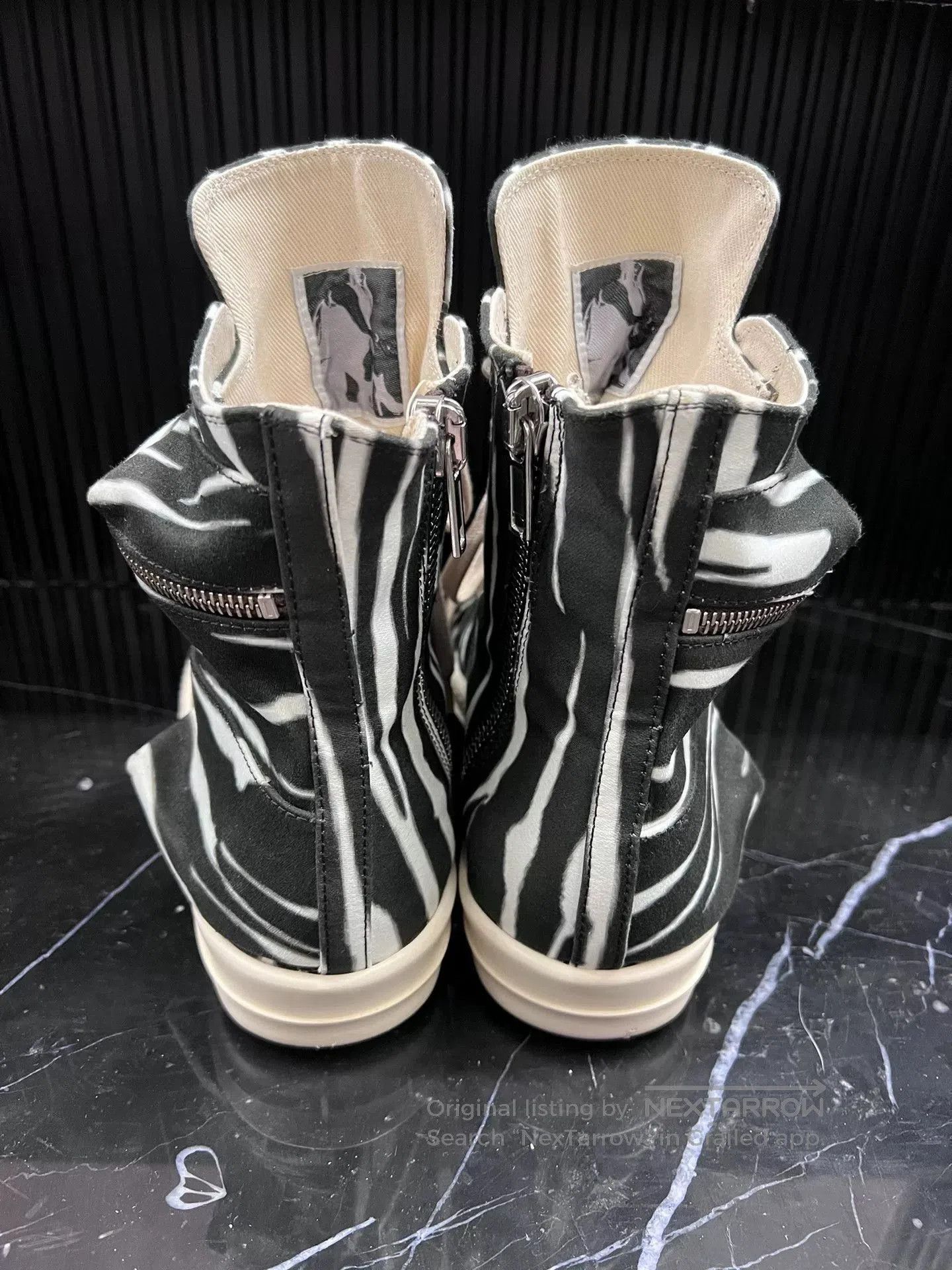Rick Owens rick owens zebra high-top leather sneakers. Size US 10 / EU 43 - 4 Thumbnail