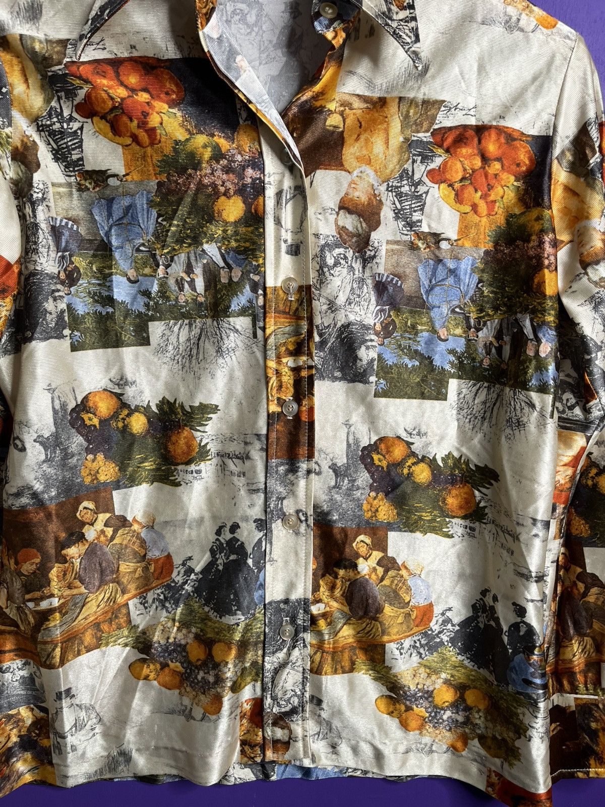 Vintage Vintage 70s Fruits floral silky button up Size US M / EU 48-50 / 2 - 3 Thumbnail