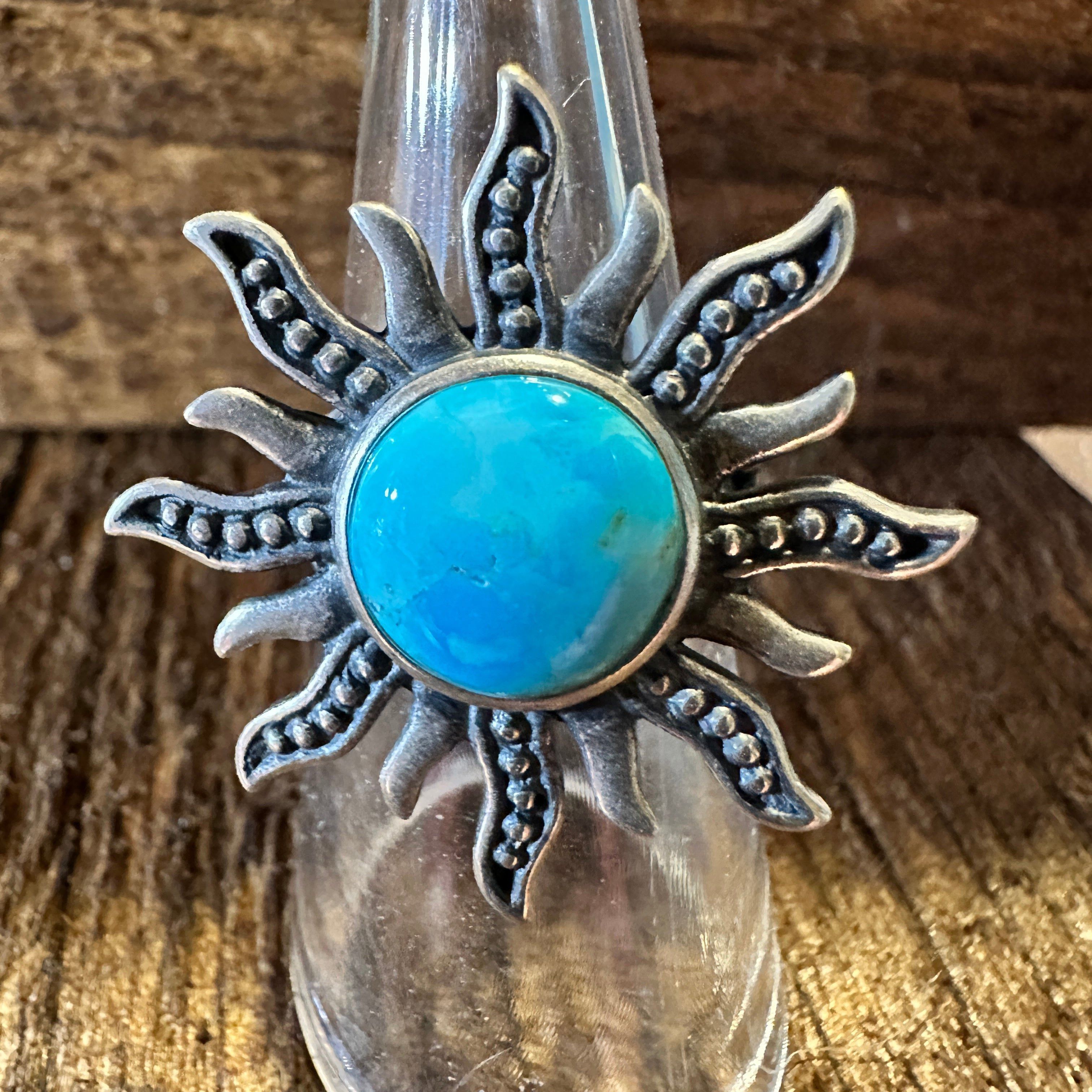 Other Turquoise Sunburst Cuff Ring in Sterling Silver - Native Ame Size ONE SIZE - 9 Thumbnail
