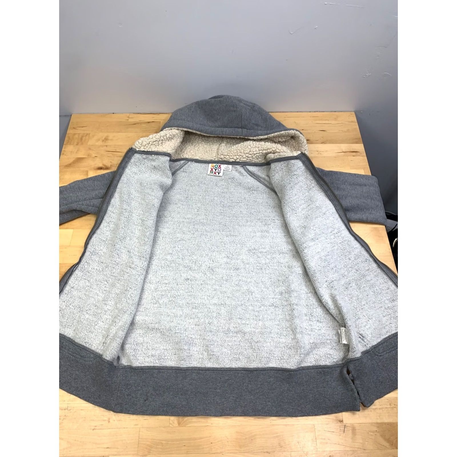 Vintage Roxy Jacket Womens M Gray Hooded Full Zip Surf Beach Y2K Style, Regular Fit, Cotton Blend, Winter Fall, Casual, 13167 Size M / US 6-8 / IT 42-44 - 2 Thumbnail