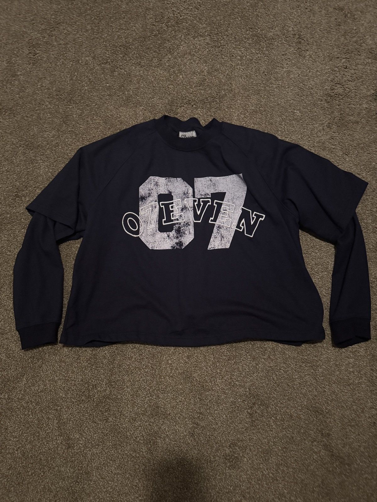 Vintage 07even Navy Shirt Size US L / EU 52-54 / 3 - 1 Thumbnail