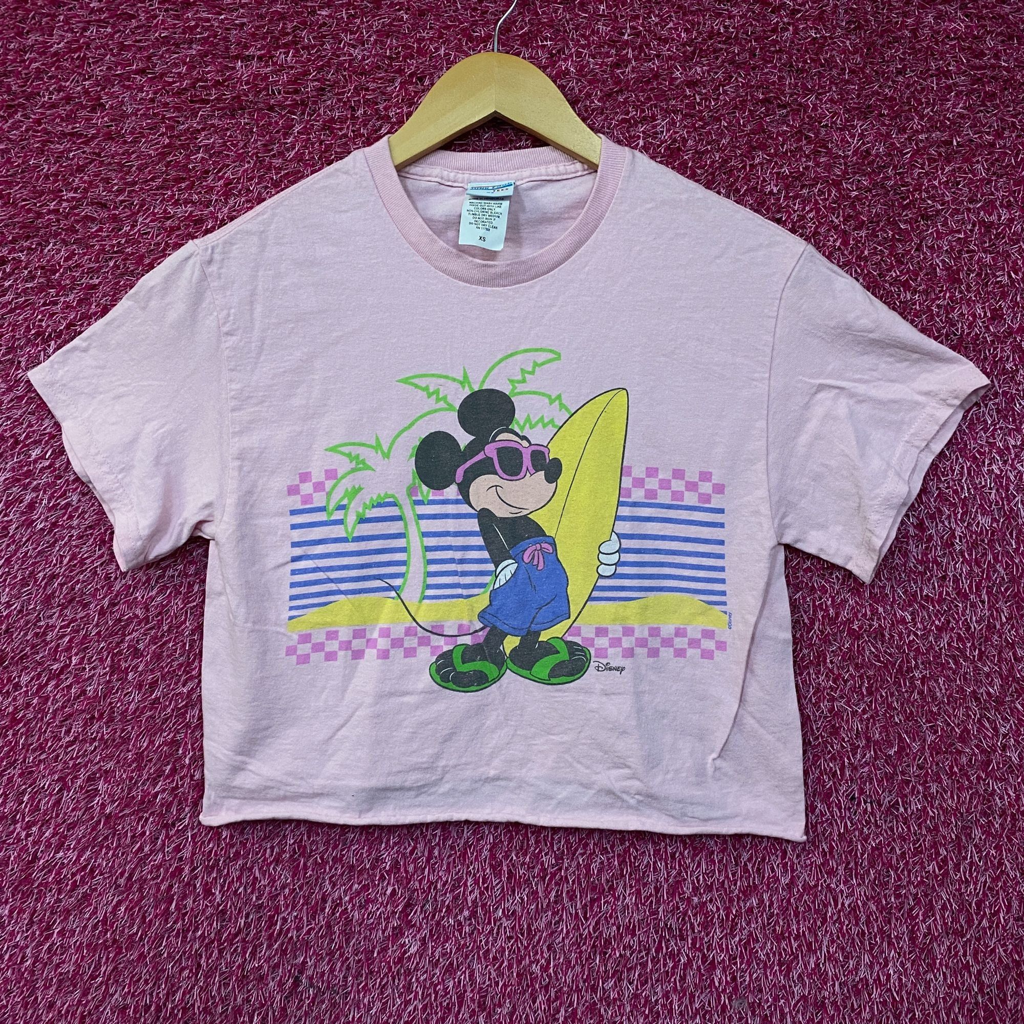 Junk Food Junk Food Clothing Mickey Mouse Surf Flea Market Pink Crop T Size XS / US 0-2 / IT 36-38 - 1 Thumbnail