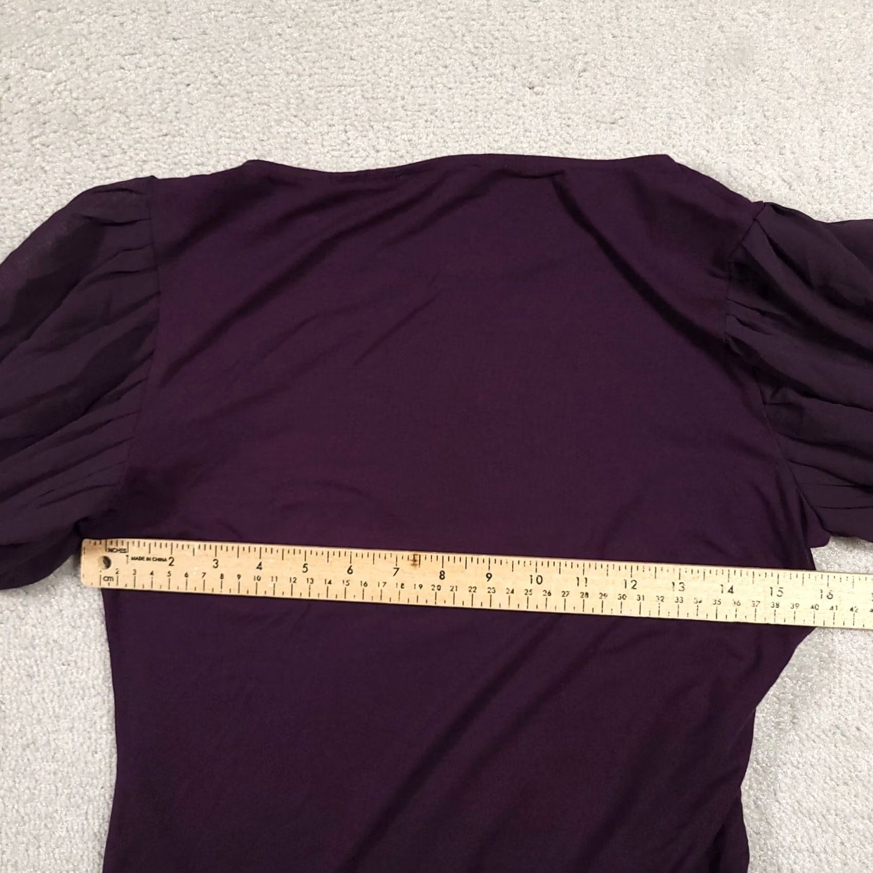 Vintage Tahari Shirt Women's XS Purple Short Balloon Sleeve Blouse Round Neck Stretch Shirt Size XS / US 0-2 / IT 36-38 - 6 Thumbnail