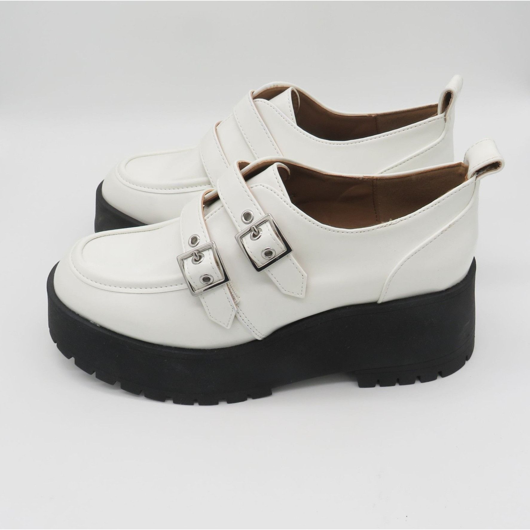 Other Zodiac Women's White Platform Loafers Double Buckle Strap Bl Size US 9 / IT 39 - 3 Thumbnail