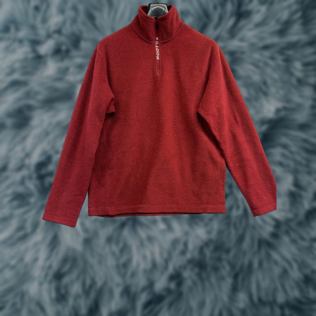 Roots ROOTS Red Sweatshirt Fleece Crewneck 1/4 Zip Men's Size L Made In Canada Size US L / EU 52-54 / 3 - 1 Thumbnail