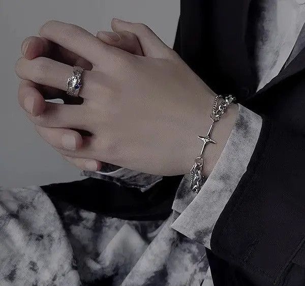Japanese Brand Fashion punk titanium steel cross layered bracelet chain Size ONE SIZE - 7 Thumbnail