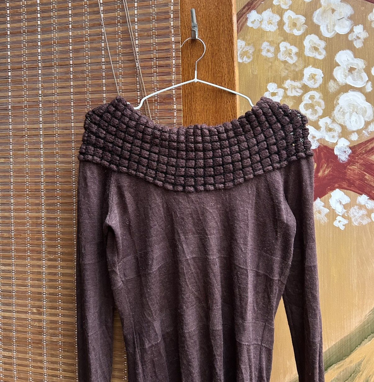 Miss Sixty Y2K Miss Sixty Brown Off The Shoulder Back Tie Bow Knit Top Size L / US 10 / IT 46 - 3 Thumbnail