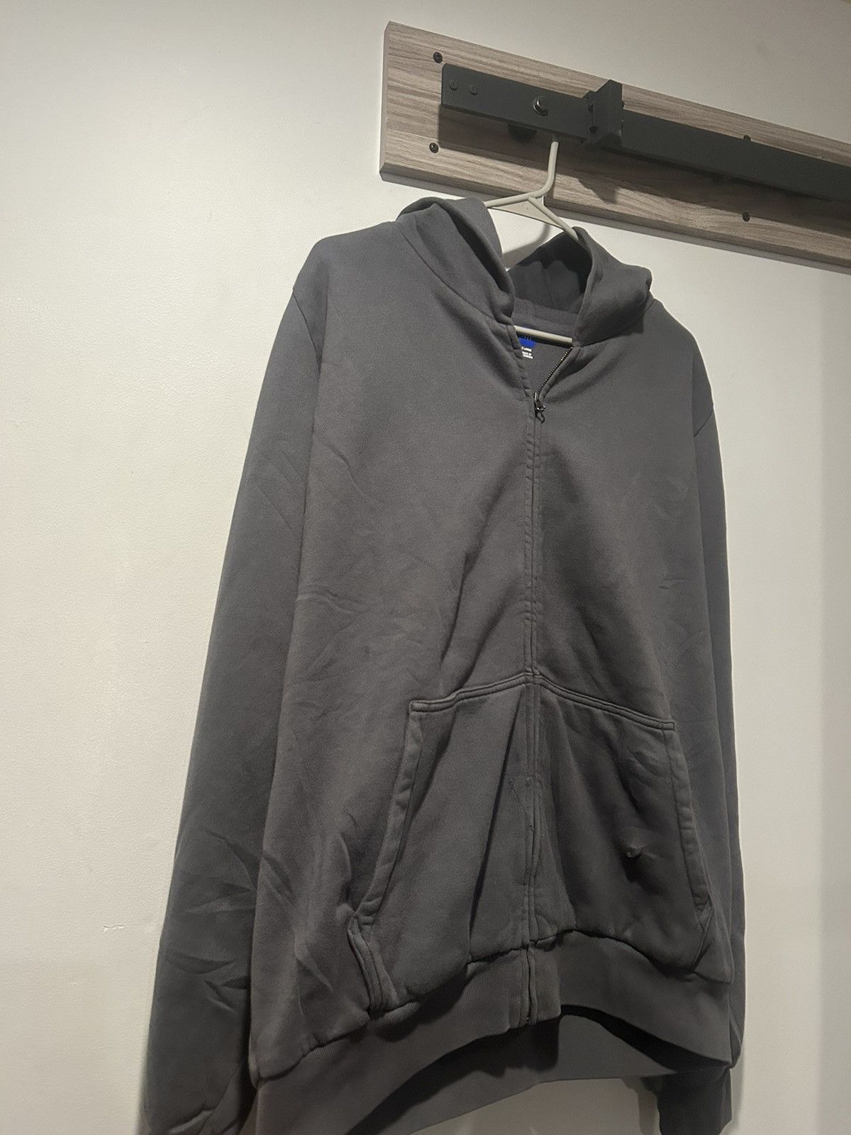 Image of Balenciaga x Gap Yeezy Gap Zip Up Hoodie Dark Grey, Men's (Size XL)