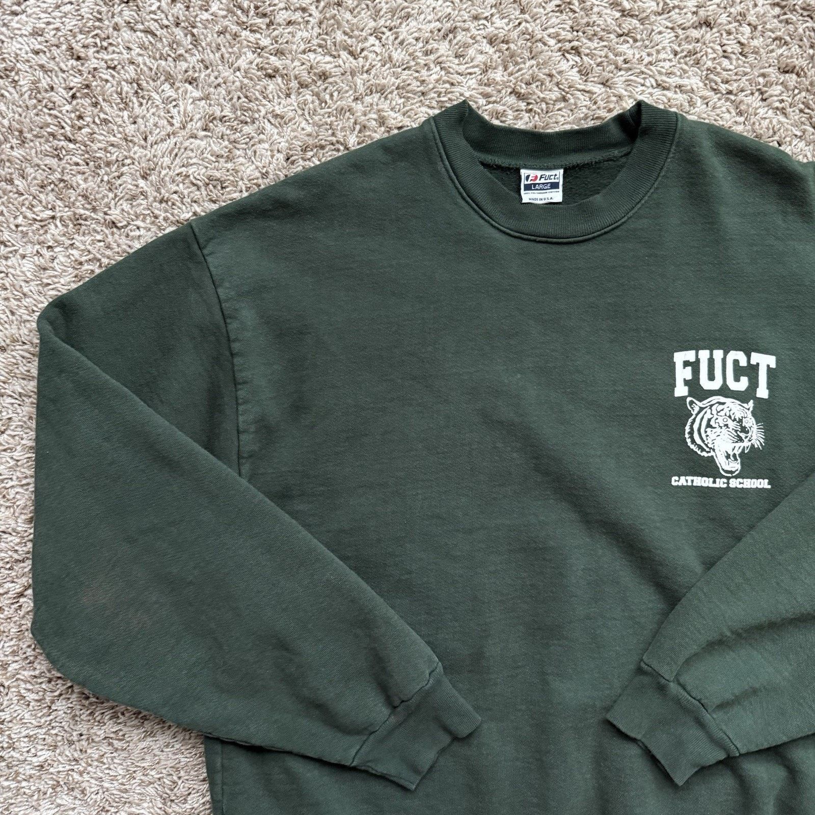 FUCT FUCT Catholic School Tiger Green Sweatshirt Pullover Size L Size US L / EU 52-54 / 3 - 6 Thumbnail