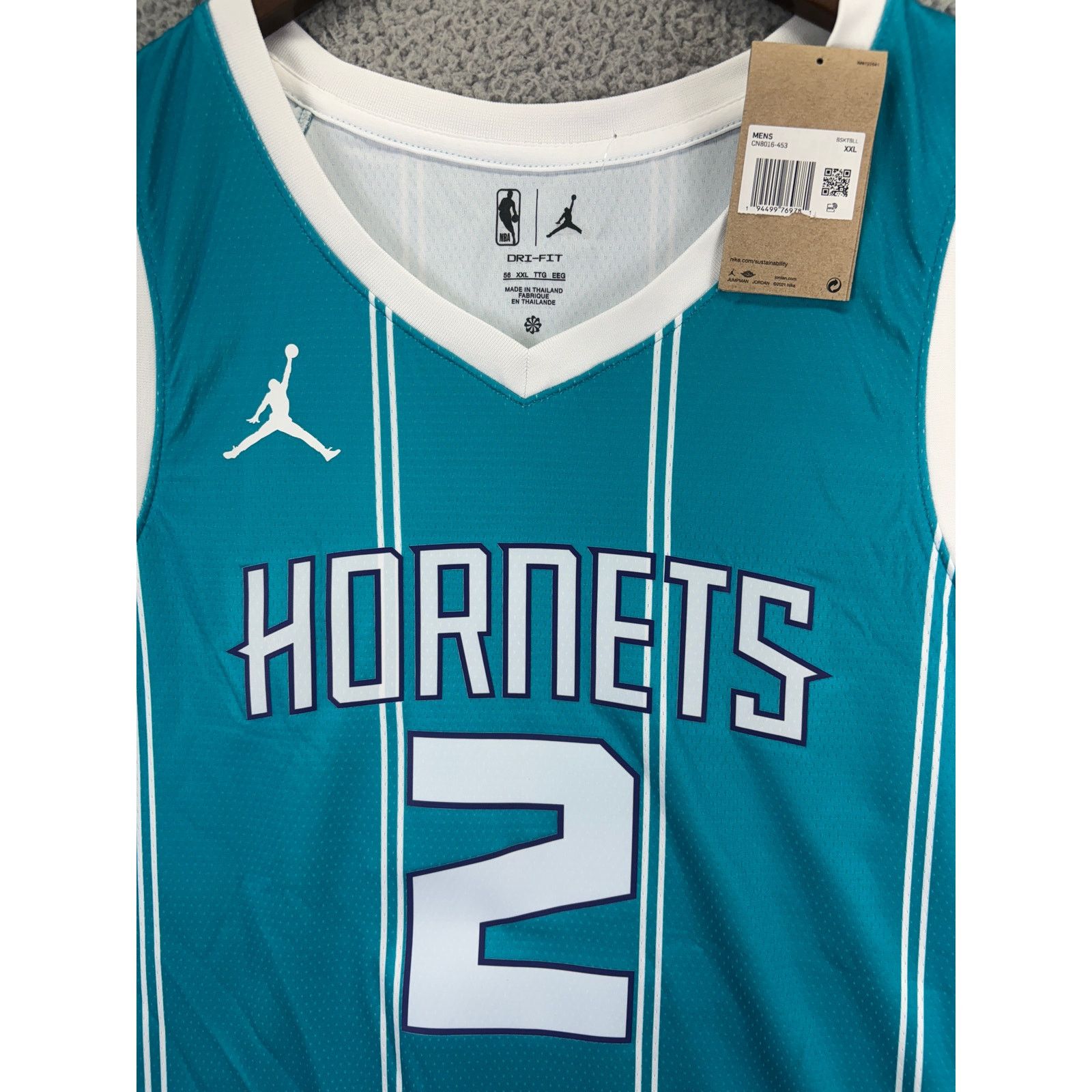 Nike Nike Jordan Hornets Lamelo Ball Basketball Jersey Mens 2XL Size US XXL / EU 58 / 5 - 5 Thumbnail
