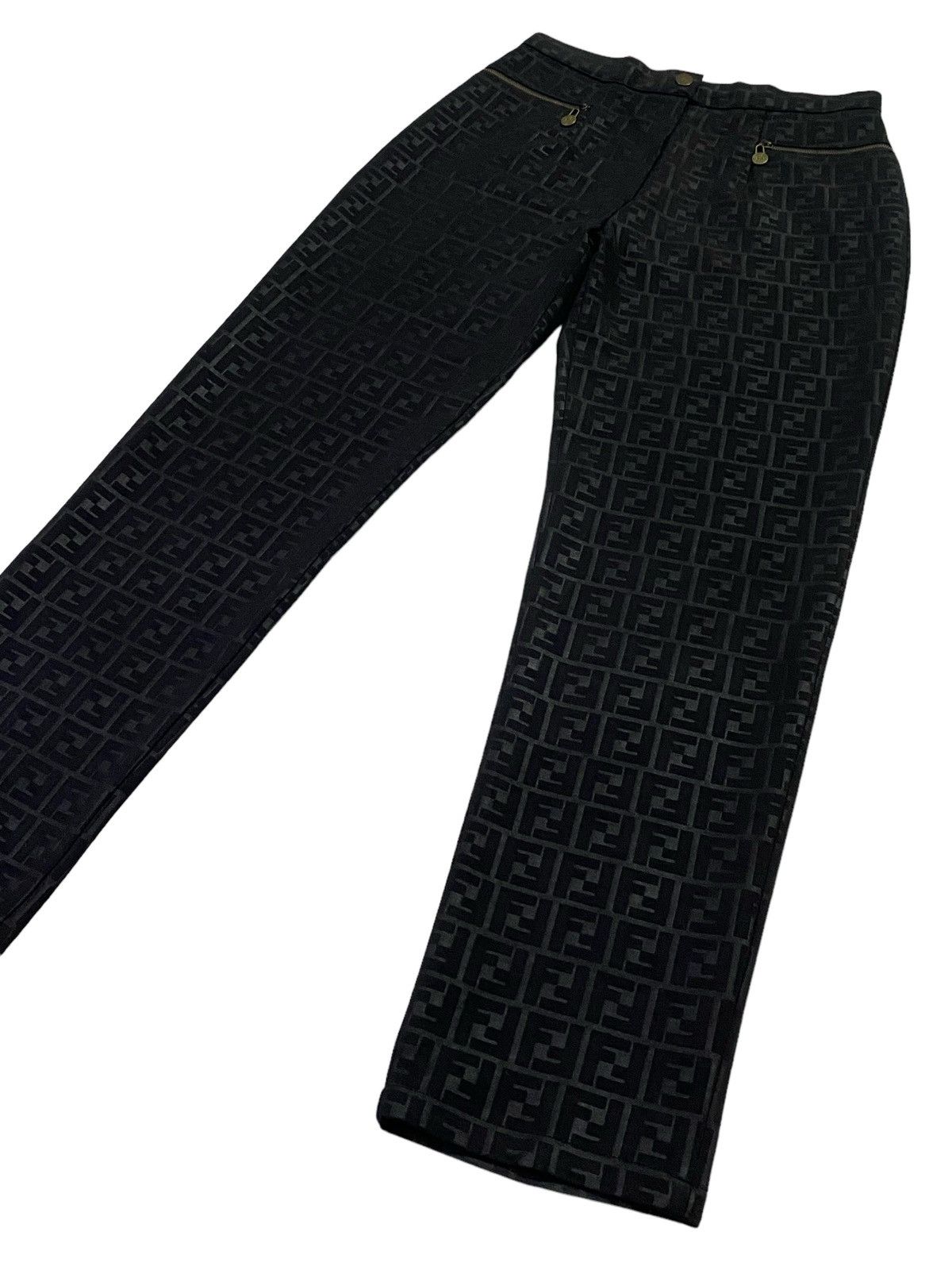 Fendi Vintage Fendi Zucca Monogram Stretch Black Pants Size US 29 - 21 Thumbnail