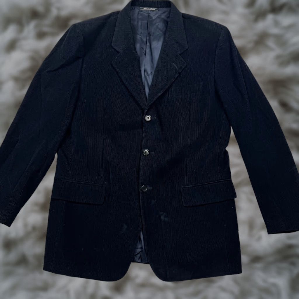 Vintage Scappino Blazer Blue 3-Button Corduroy 100% Cotton 42R Men Jacket Coat Vintage No Size 42R - 1 Thumbnail