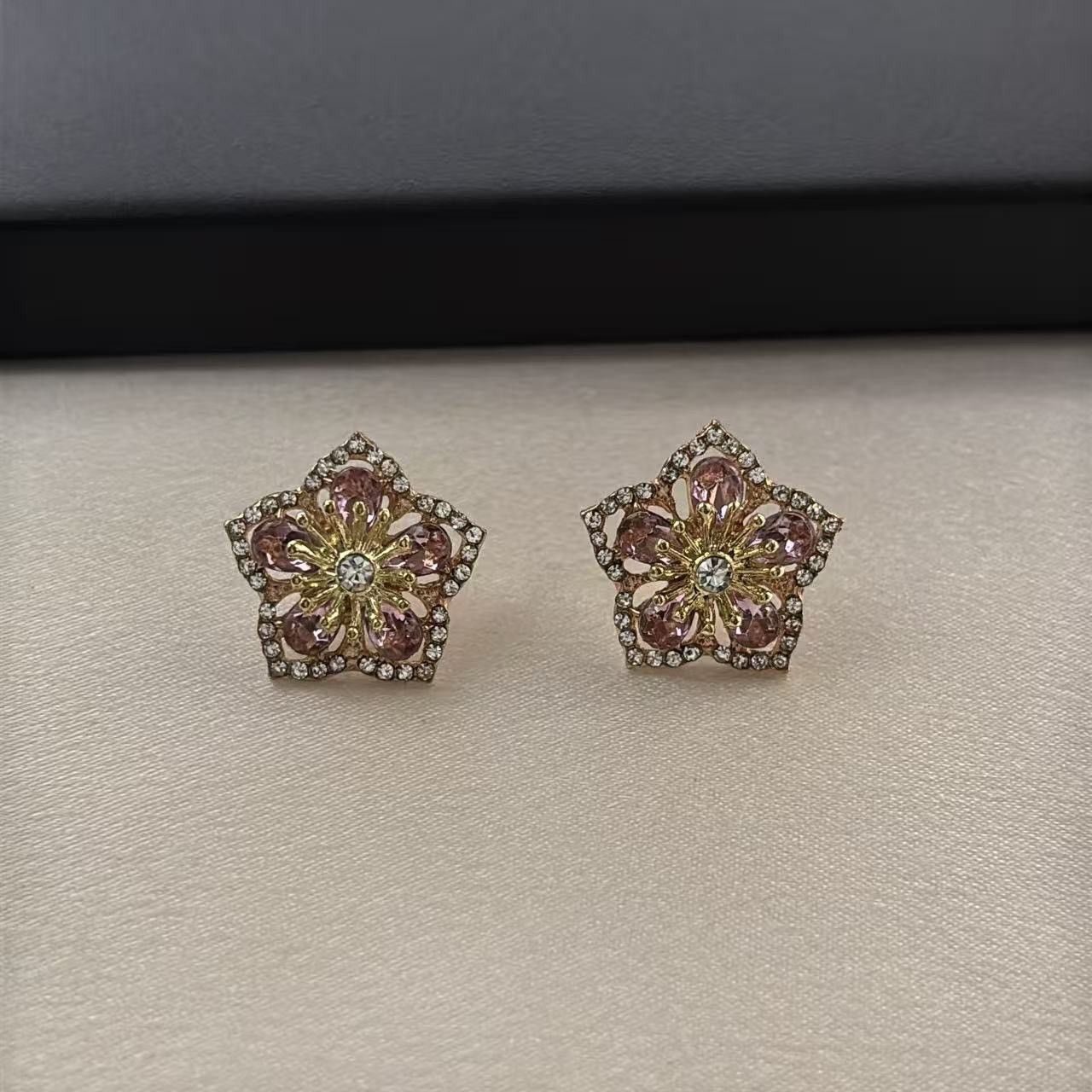Other CZ Pink Flower Stud Earrings for Women Size ONE SIZE - 3 Thumbnail