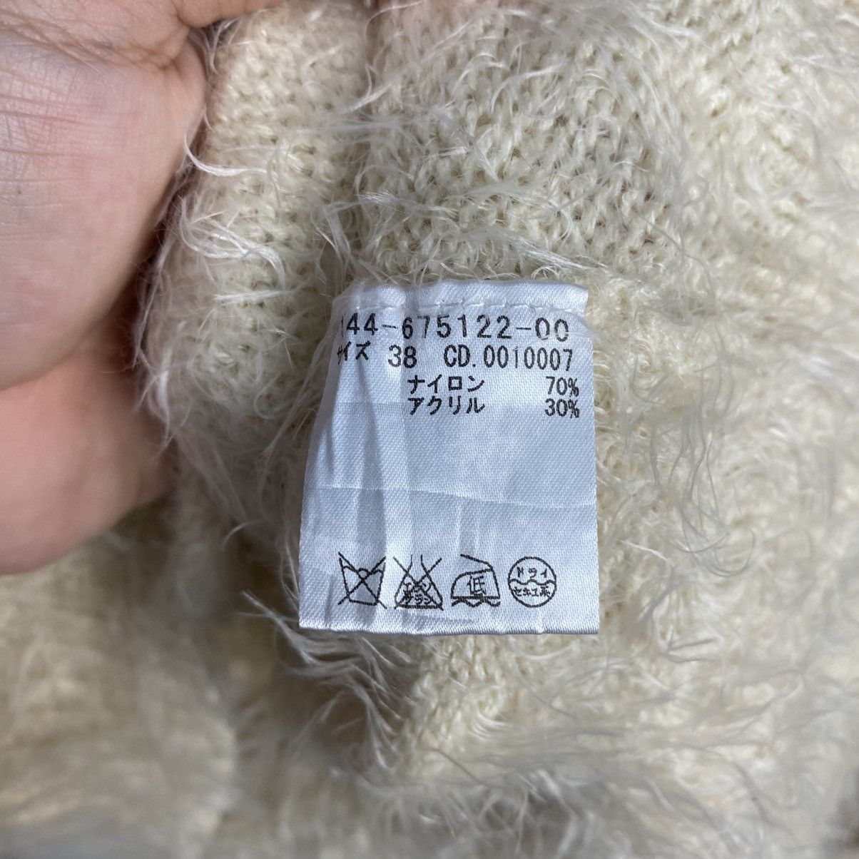 Homespun Knitwear DL Wallamanda White Mohair fur shaggy Knitwear #C1091 Size XS / US 0-2 / IT 36-38 - 9 Thumbnail