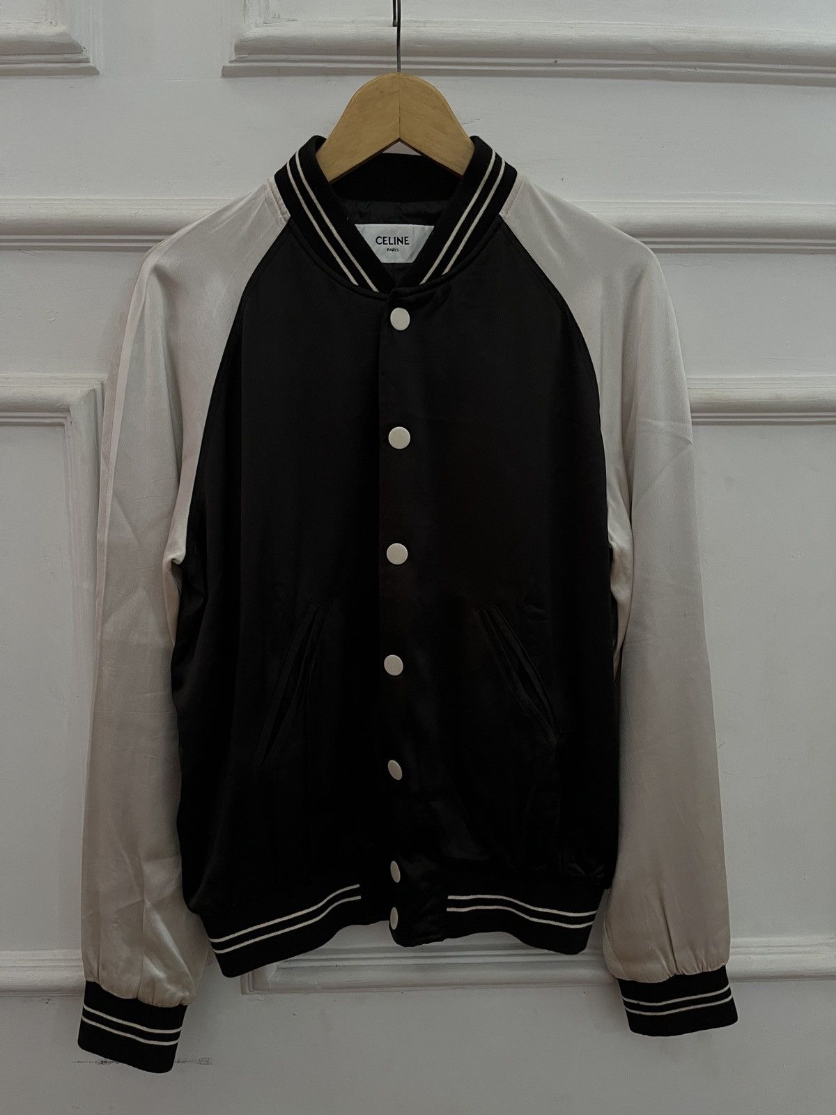 Celine Celine Studded Logo Satin Varsity Jacket Hedi Slimane Era Size US S / EU 44-46 / 1 - 2 Thumbnail