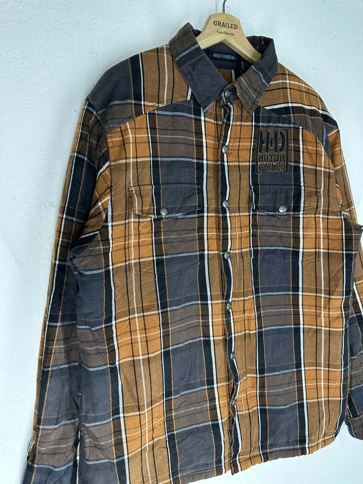 Harley Davidson Vintage HD Plaid Sherpa Lined Thick Heavy Flannel Jacket Size US L / EU 52-54 / 3 - 3 Thumbnail