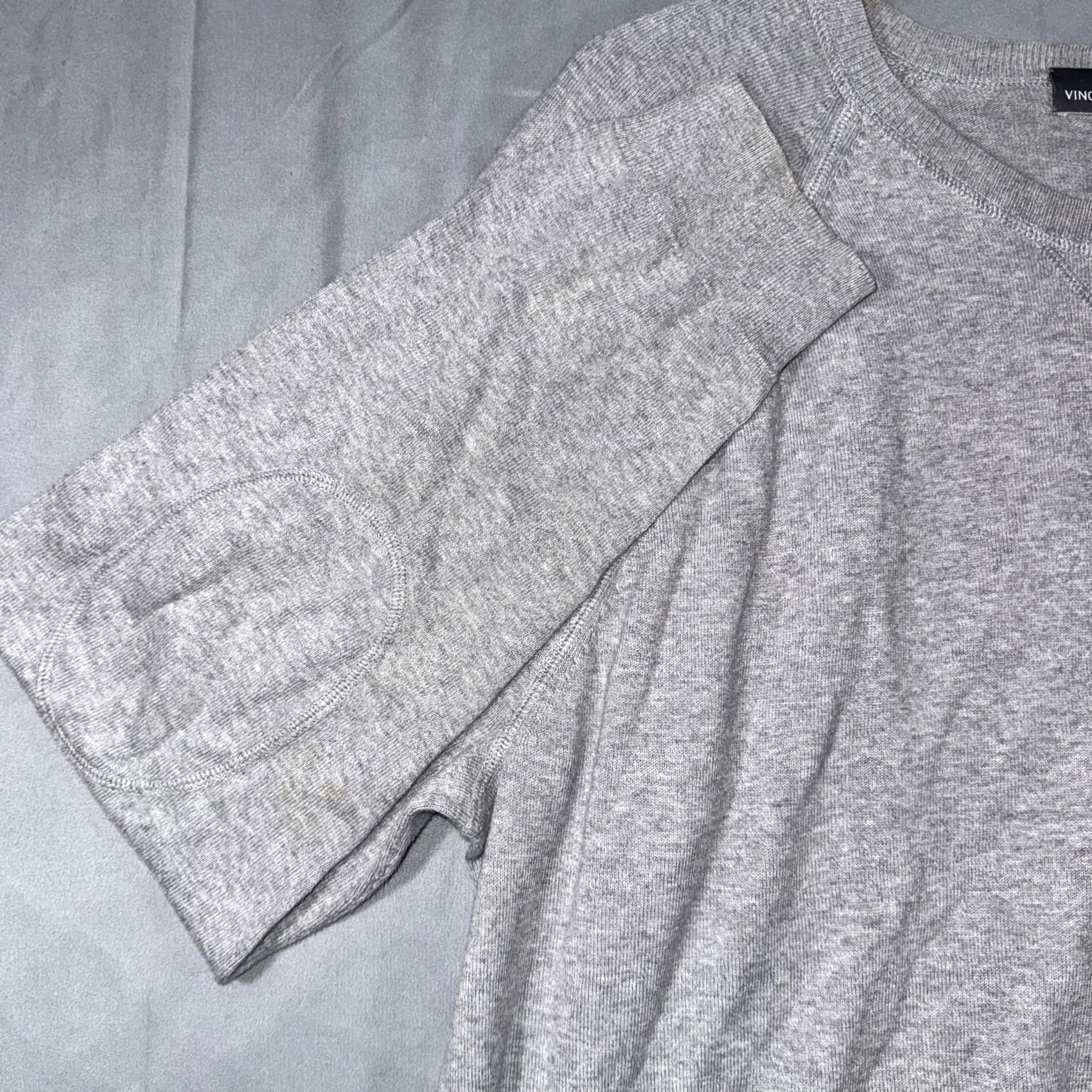 Vince Vince Sweater Mens 2XL Gray 100% Cotton Crewneck Knit Pullover Elbow Patch Long Sleeve Casual Knit Pullover Regular Fit Size US XXL / EU 58 / 5 - 6 Thumbnail