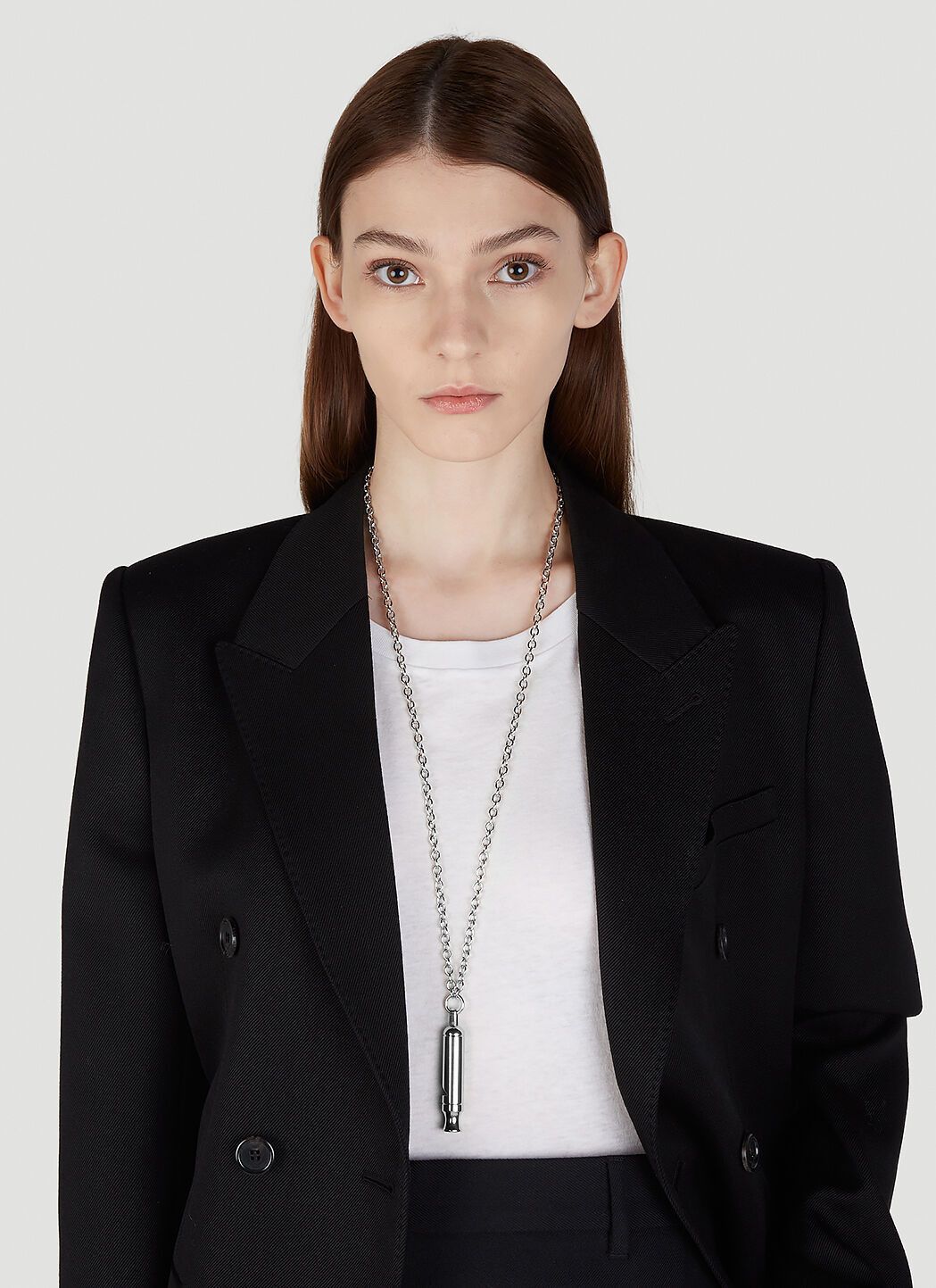 Saint Laurent Paris o1s1wg111224 Size: OS / Long Whistle Charm Necklace Silver Size ONE SIZE - 2 Thumbnail
