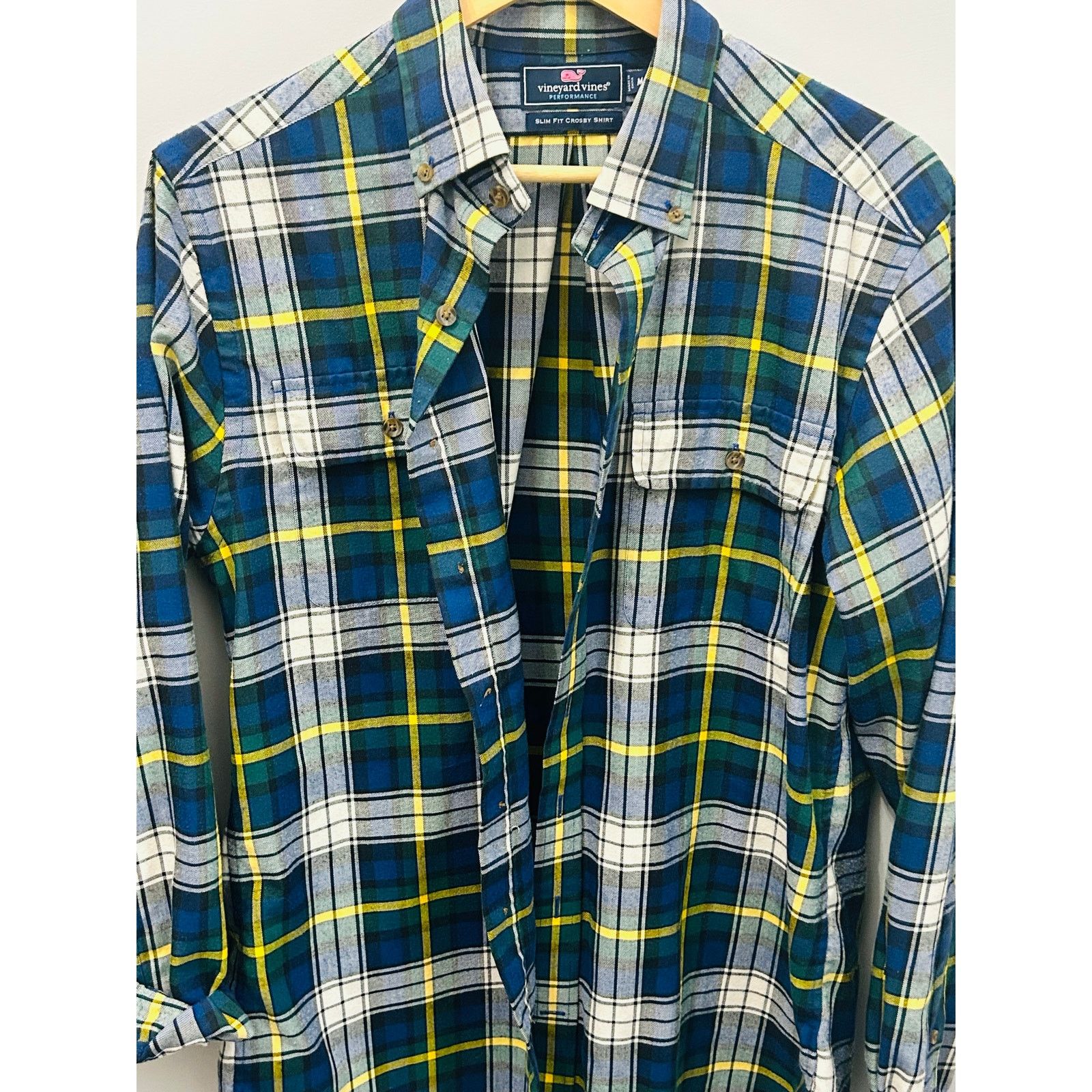 Vineyard Vines Vineyard Vines Mens M Slim Fit Blue Green Flannel Shirt Size US M / EU 48-50 / 2 - 1 Thumbnail