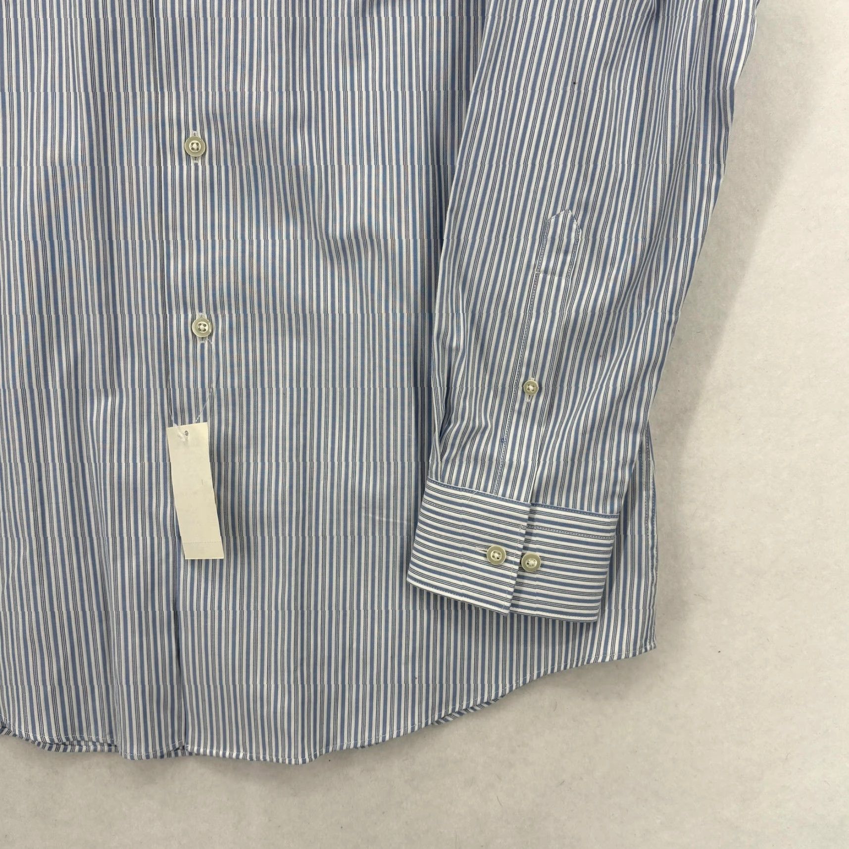 Marcs Marc Anthony Dress Shirt Mens 15.5 Slim 32/33 Blue Stripe Easy Care Business Shirt Mens Size 42R - 3 Thumbnail
