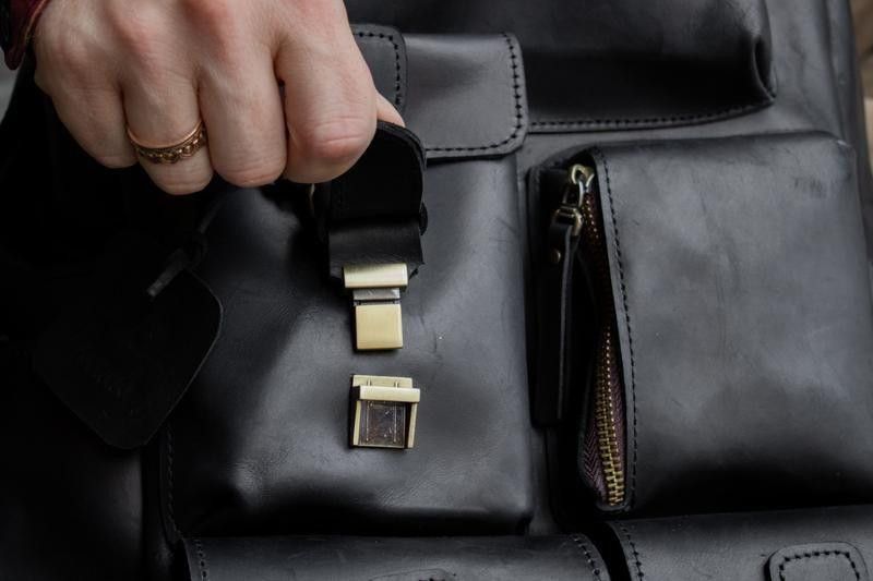 Handmade Leather Backpack. Genuine Vintage Leather CrazyHorse Size ONE SIZE - 5 Thumbnail