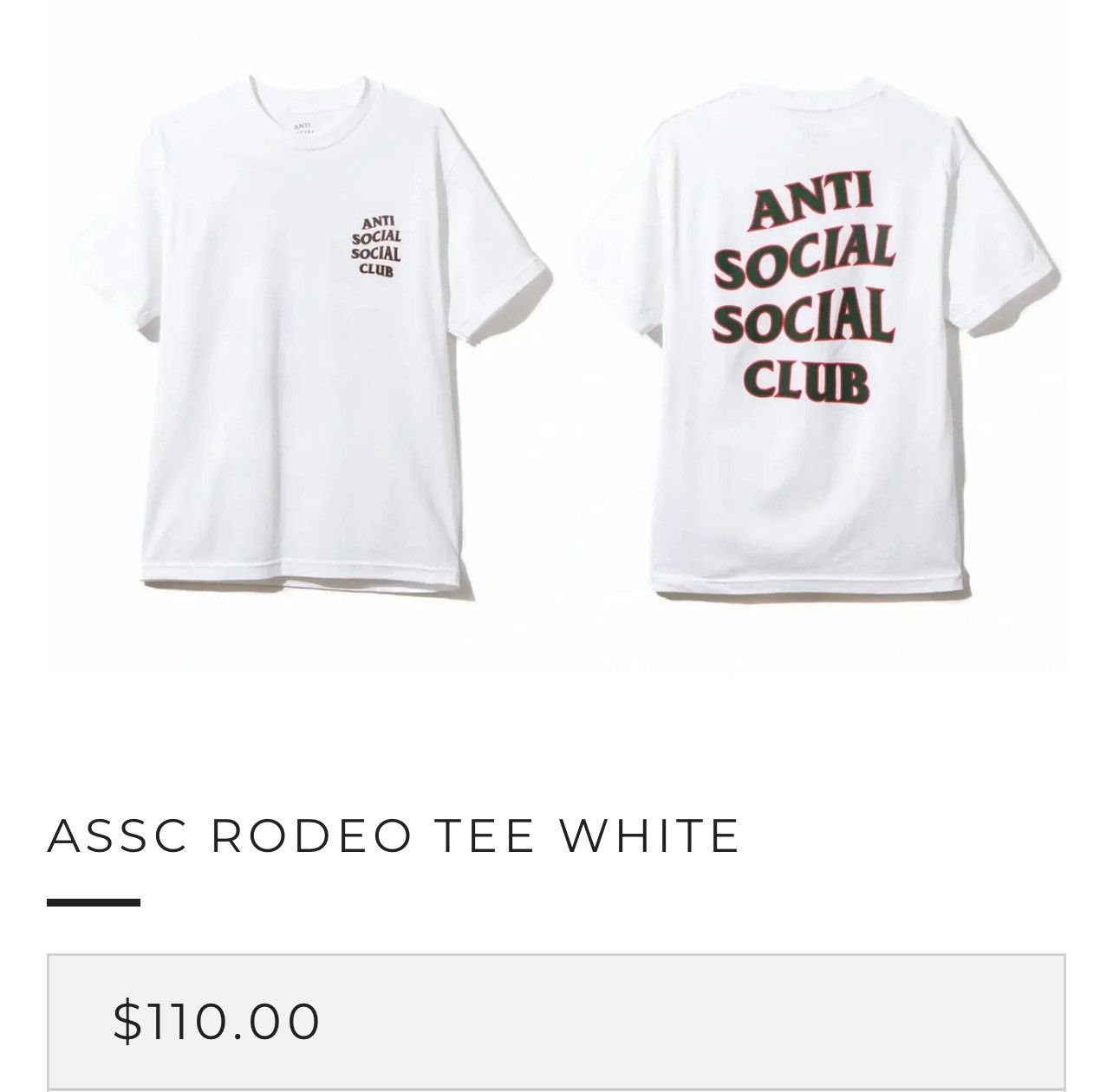 Anti Social Social Club Anti social social club rodeo tee Size US S / EU 44-46 / 1 - 1 Preview
