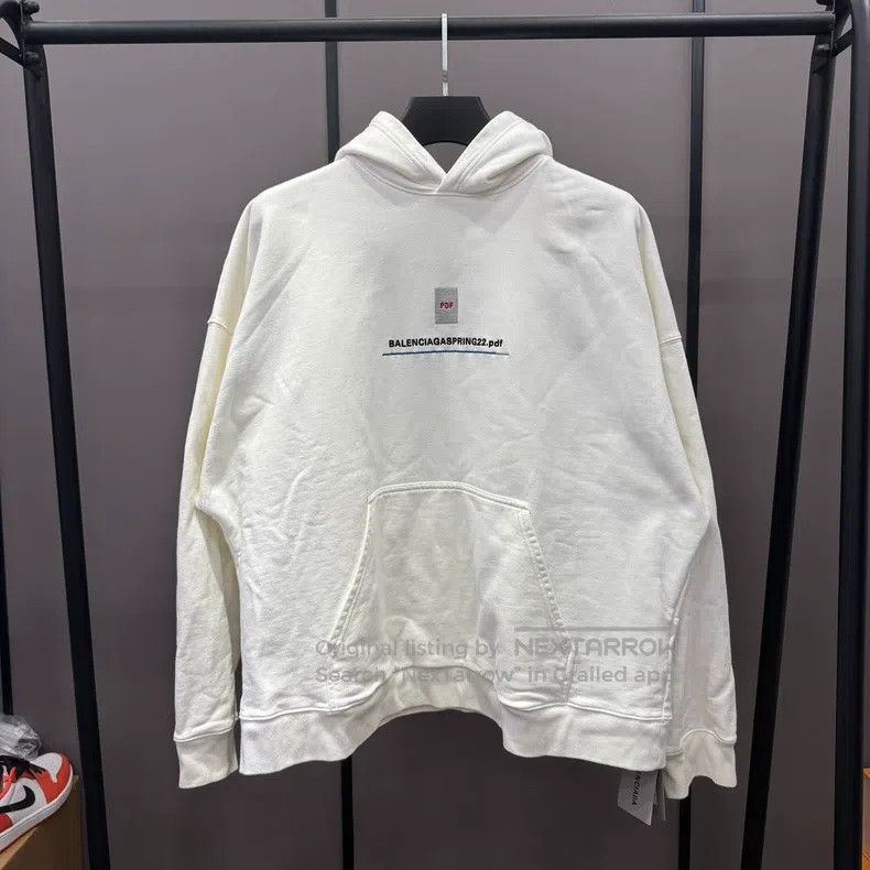 Balenciaga Balenciaga White Hooded Sweatshirt Size US M / EU 48-50 / 2 - 1 Thumbnail
