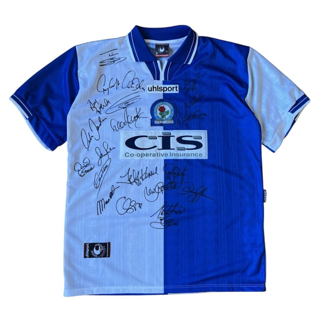 Vintage VERY RARE! 1998/2000 BLACKBURN ROVERS SIGNED UHLSPORT JERSEY Size US L / EU 52-54 / 3 - 1 Thumbnail