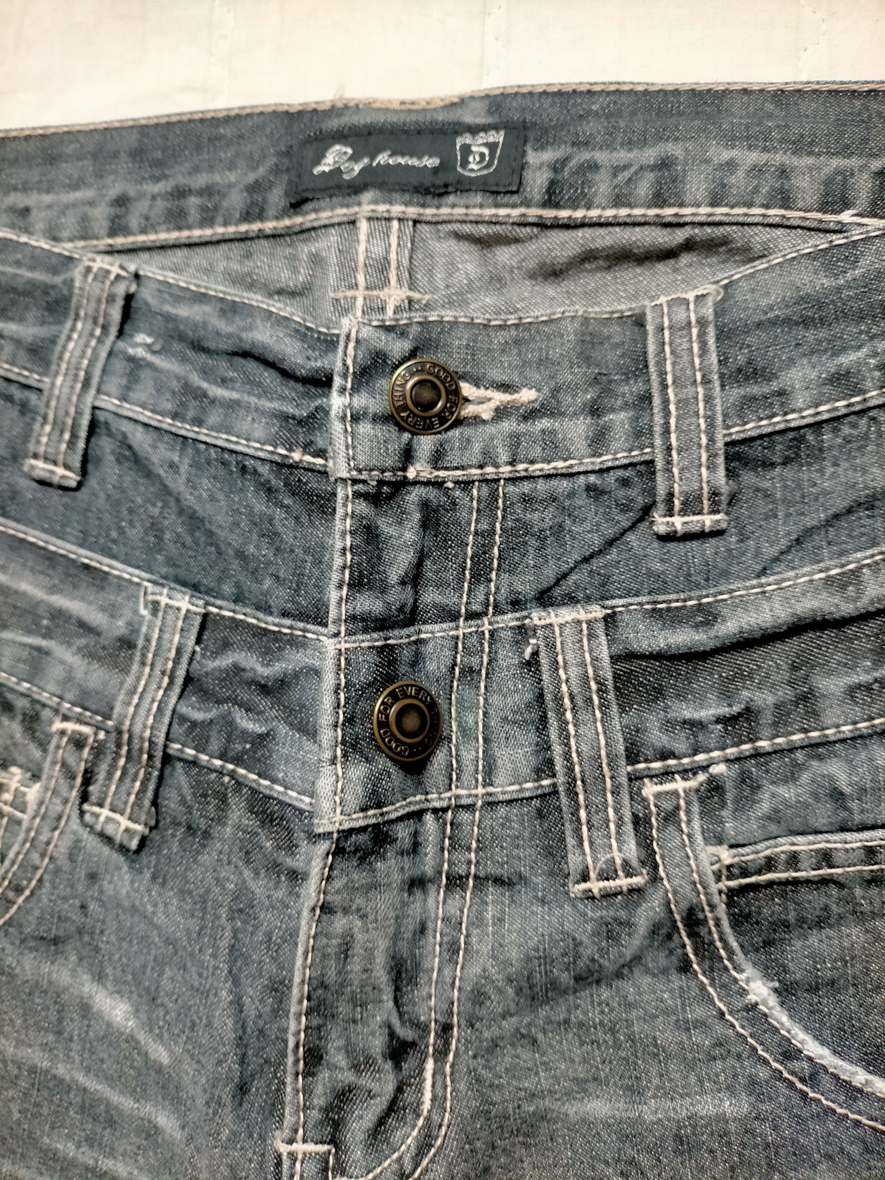 Le Grande Bleu (L.G.B.) 🔥Rare Dog House Double Waist Buckleback Black jeans Size US 32 / EU 48 - 24 Thumbnail