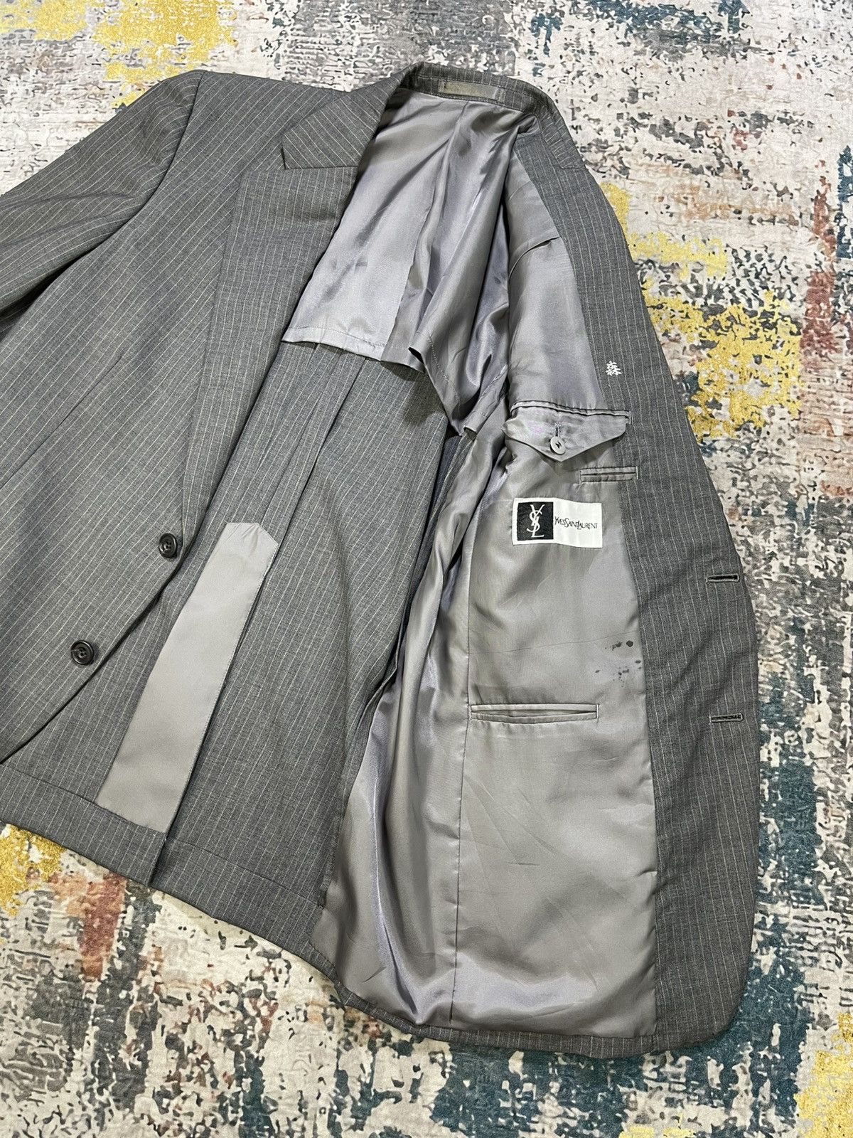 Yves Saint Laurent Yvest Saint Laurent Pinstripes Grey Blazer Size US S / EU 44-46 / 1 - 8 Thumbnail