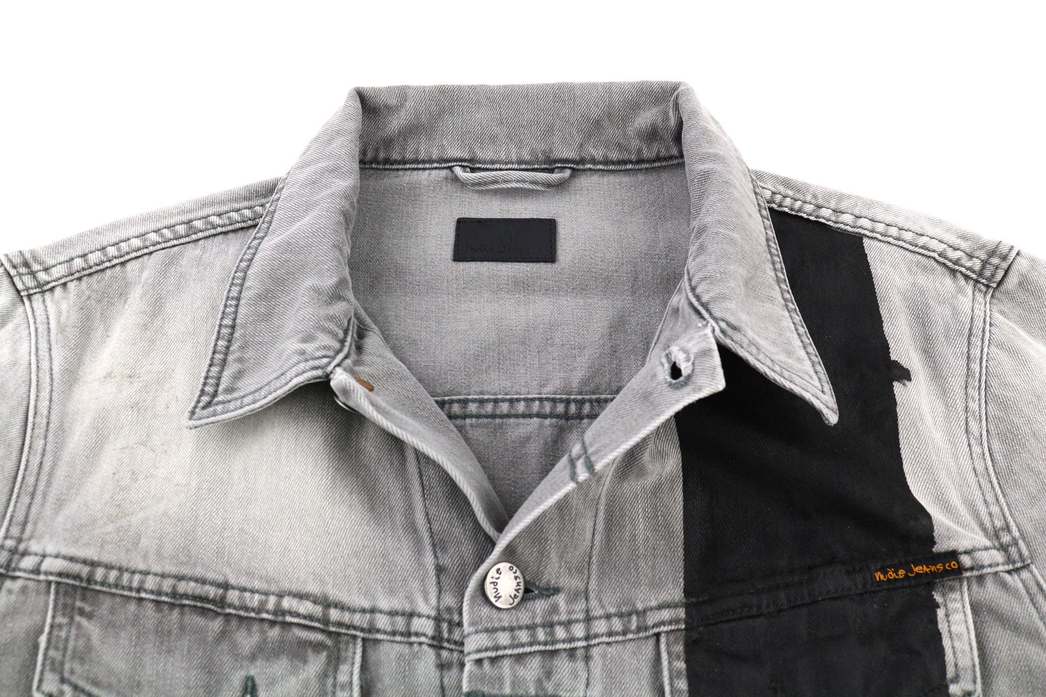 Nudie Jeans PERRY L Organic Black Striped Washed Logo Jacket 80743 Size US L / EU 52-54 / 3 - 4 Thumbnail