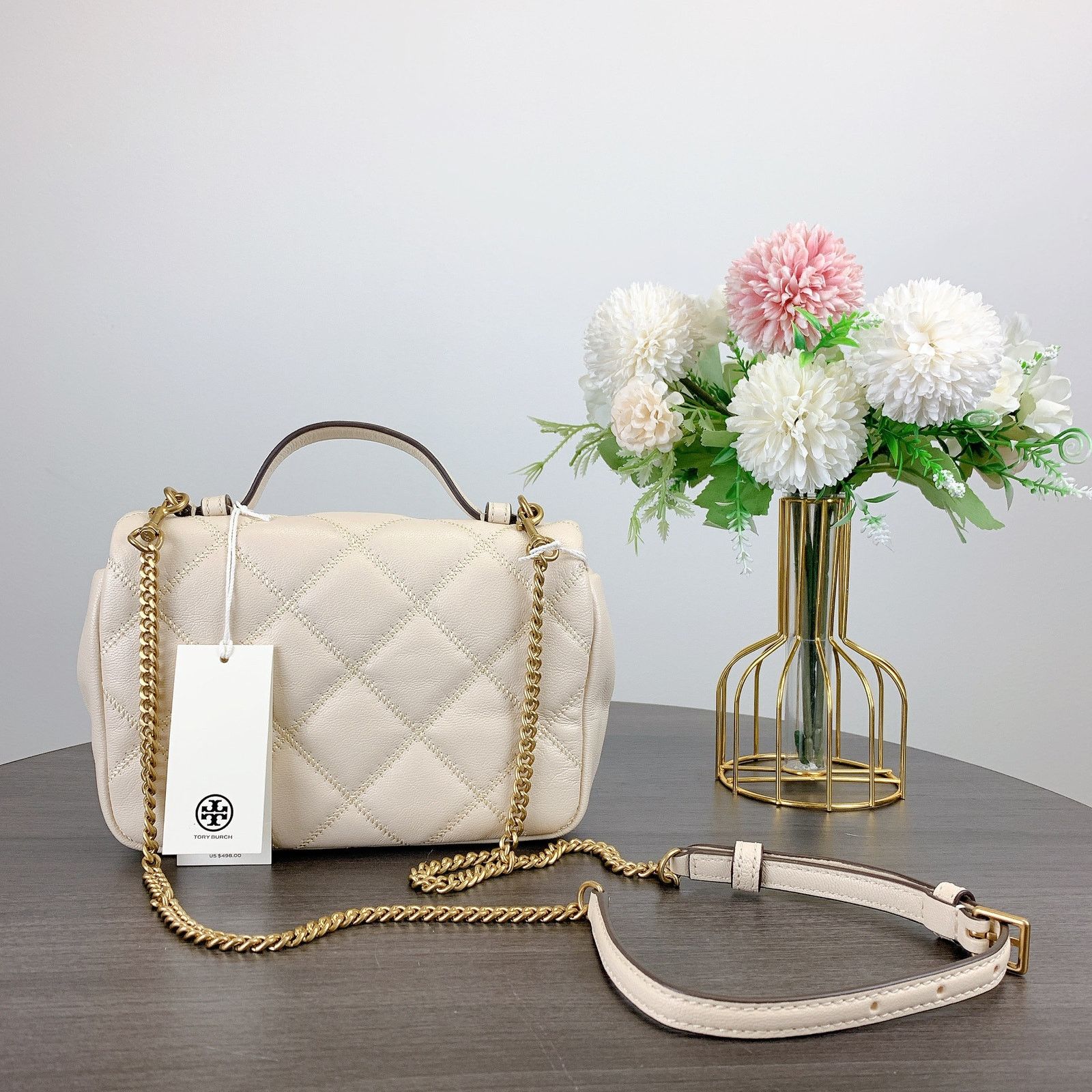 Tory Burch Tory Burch 153399 Willa Mini Top Handle Bag IN BRIE Size ONE SIZE - 4 Thumbnail