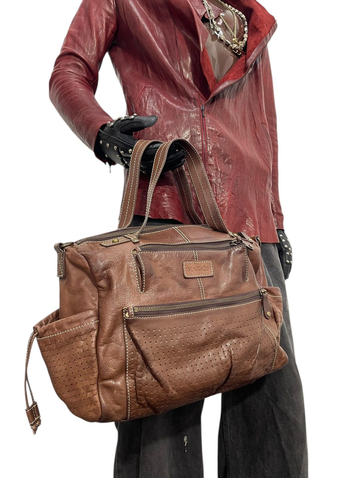 Genuine Leather Full Leather Max & Co Tote Hand Bag 2🟩2 Size ONE SIZE - 1 Thumbnail