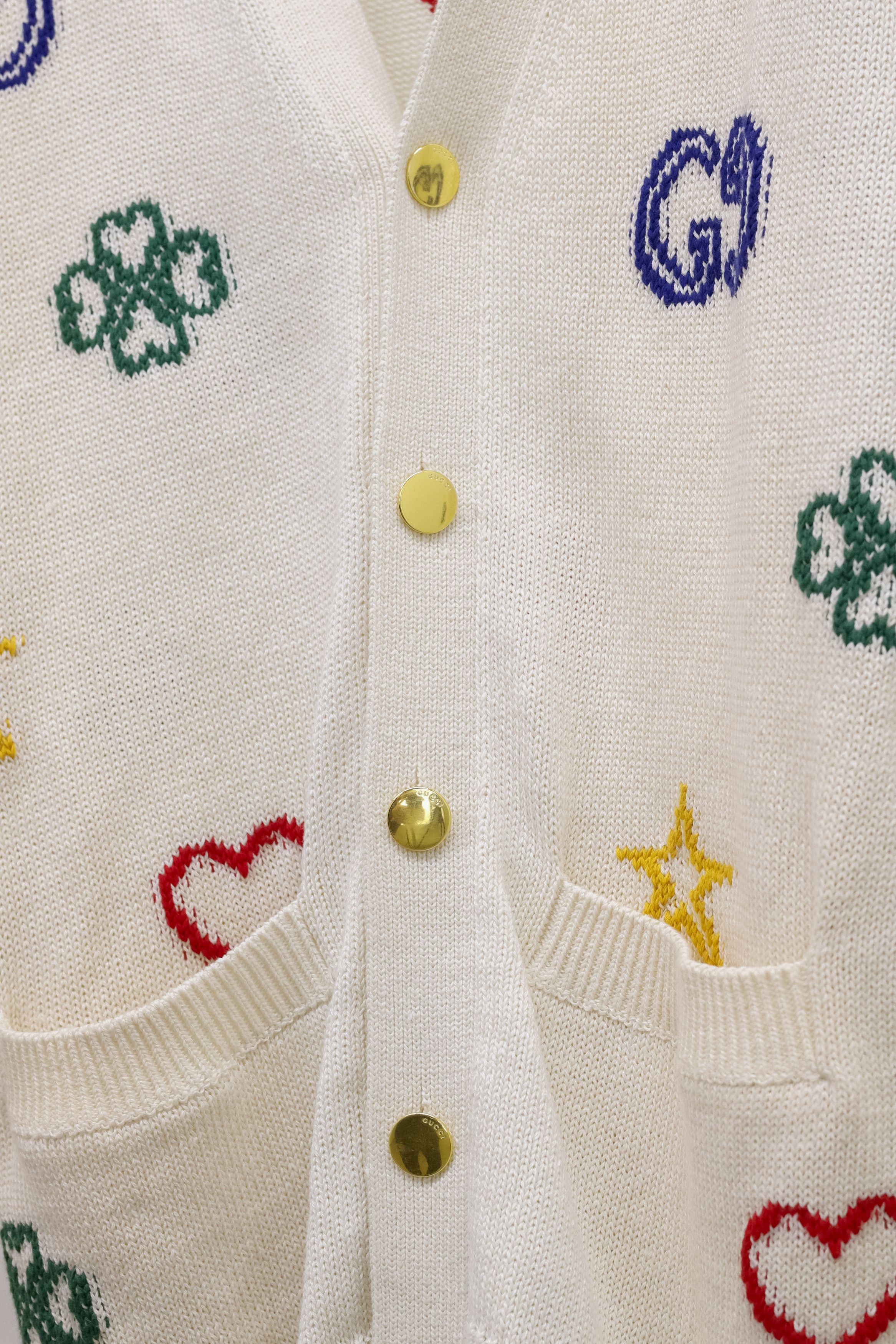 Gucci Symbols Jacquard Rainbow Cardigan