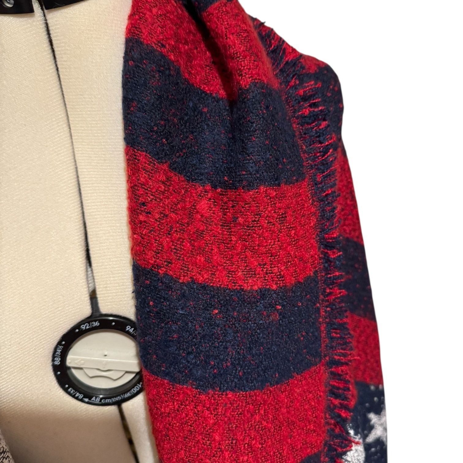Other Love Of Fashion Red White Blue Flag Scarf Wrap New Tags Size ONE SIZE - 3 Thumbnail