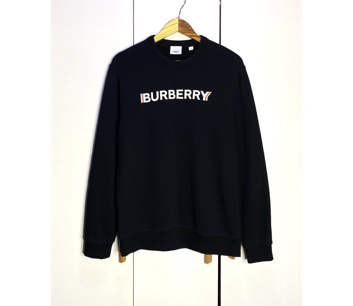 Ralph Lauren × Vintage Original Burberry Logo Print Black Crew Neck Pullover Size US M / EU 48-50 / 2 - 1 Thumbnail