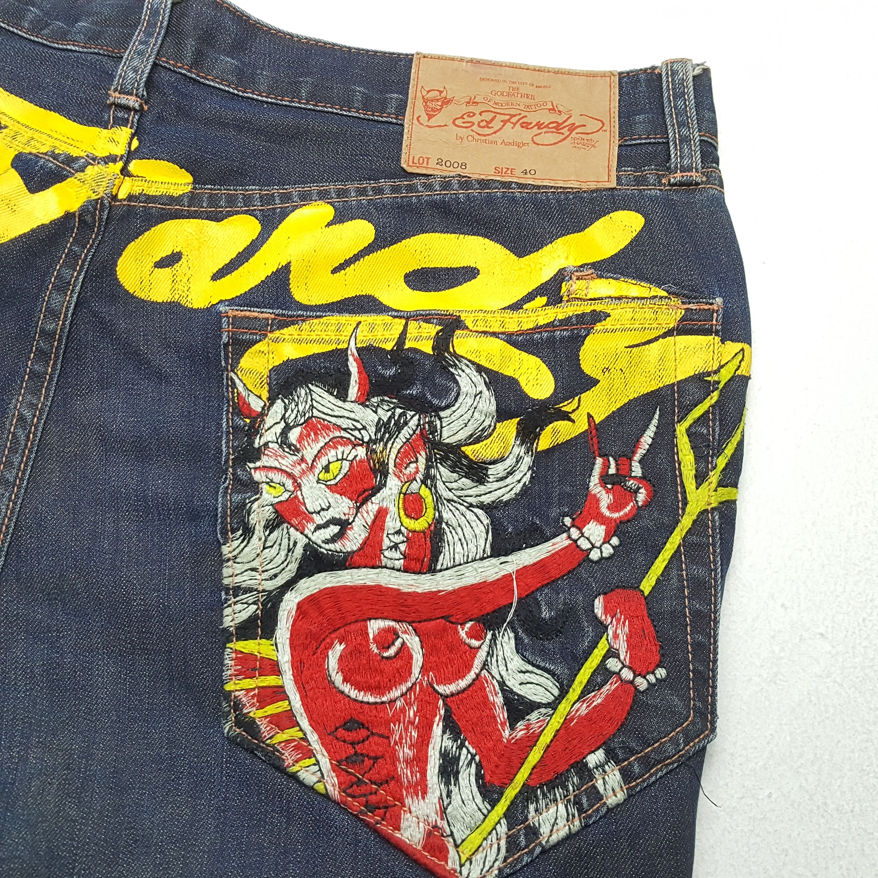 Christian Audigier × Ed Hardy × Vintage Vintage ED HARDY By Christian Audigier Designer Denim Jeans Size US 39 - 14 Thumbnail