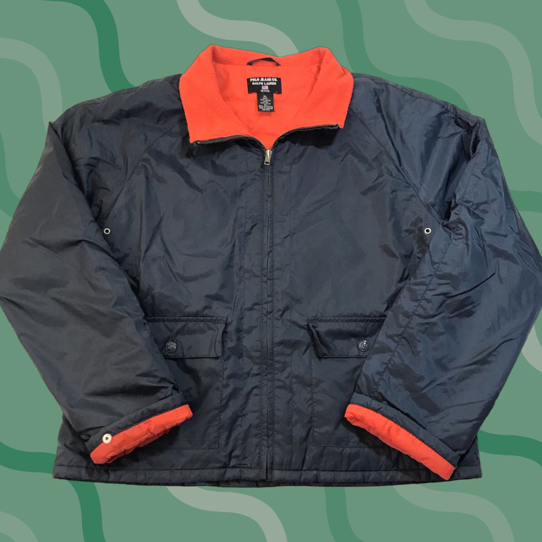 Vintage Vintage Ralph Lauren Polo Jeans Co Women’s Quilted Puffer Jacket Petite L Blue Size 36" / US 14 / IT 50 - 1 Thumbnail
