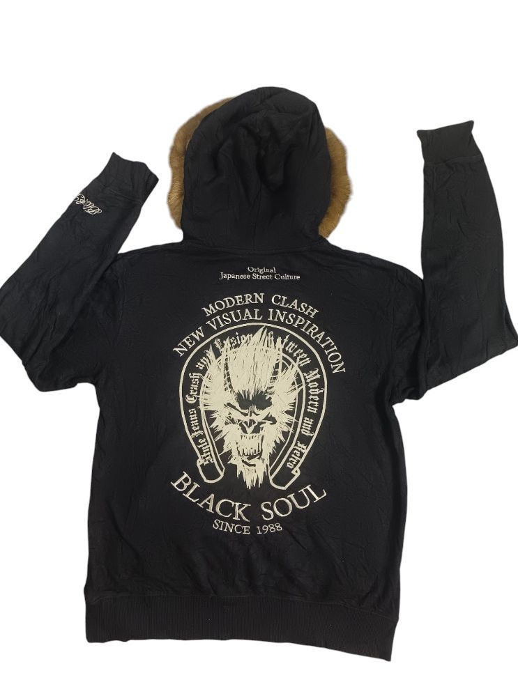 If Six Was Nine × Japanese Brand × Le Grande Bleu (L.G.B.) ONIARAI Black Soul Japanese Street Culture Fur Hoodie Size US M / EU 48-50 / 2 - 6 Thumbnail