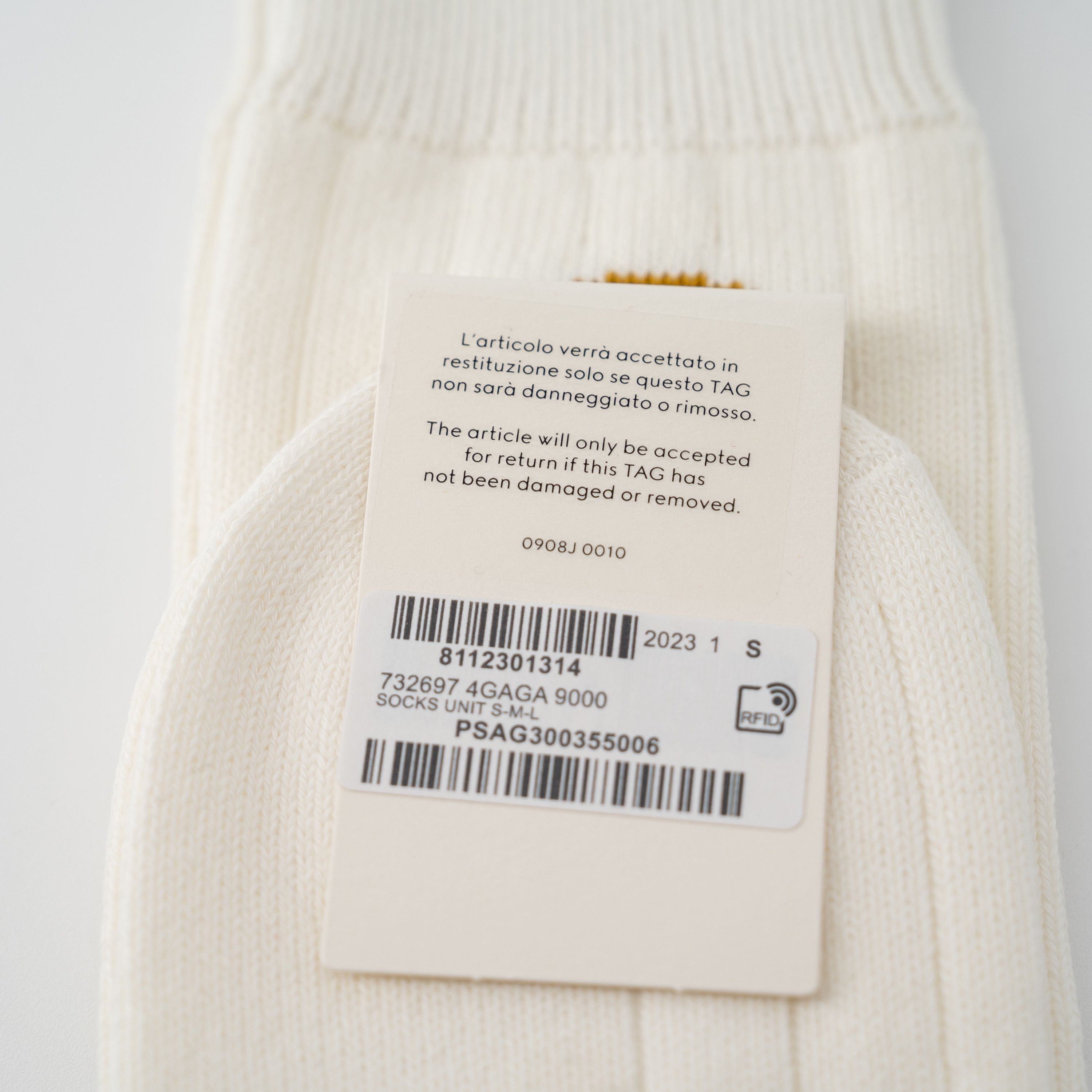 Gucci S - Gucci Socks Logo Ribbed Stretch Cotton Blend White Size ONE SIZE - 5 Thumbnail