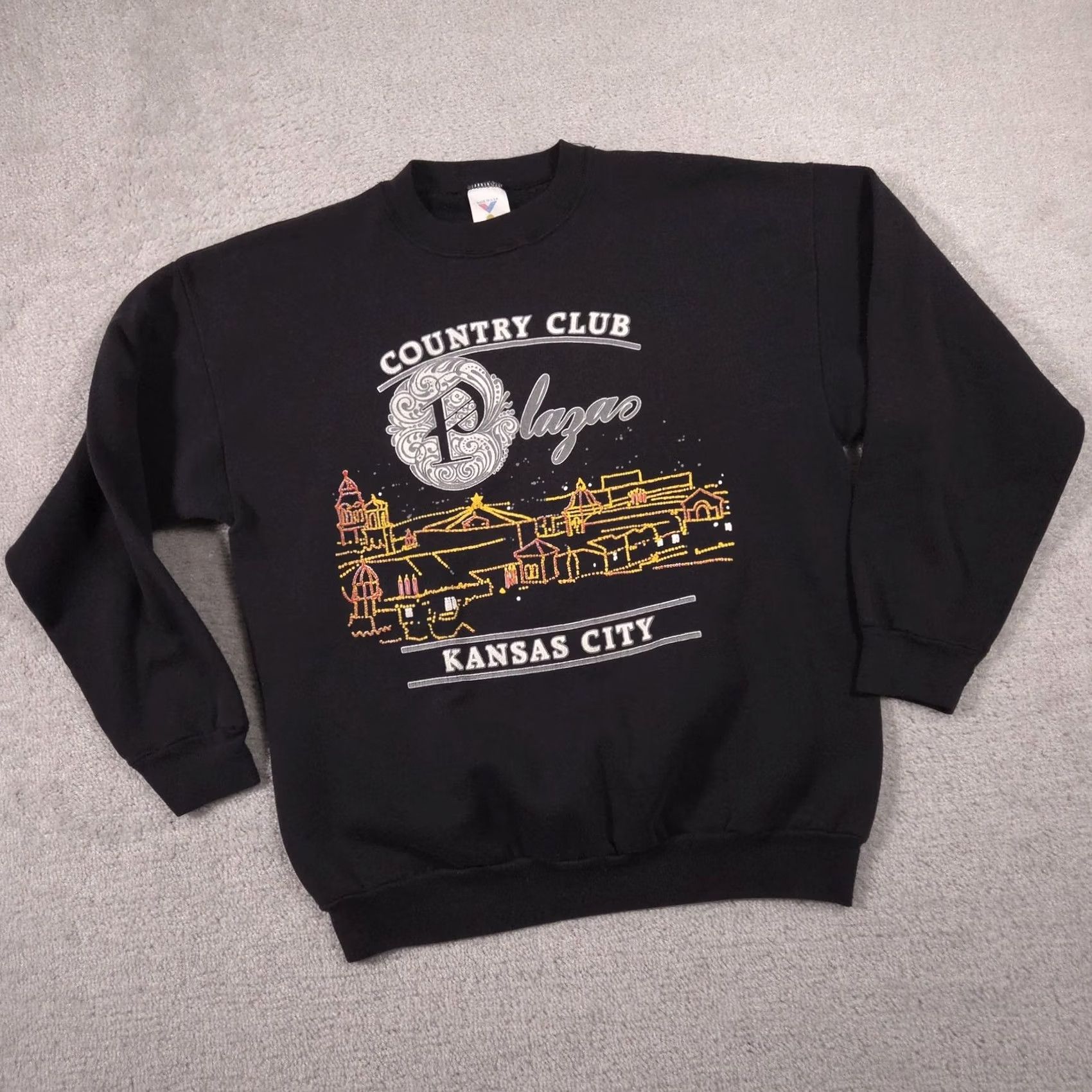 Vintage VINTAGE Artex Sweatshirt Mens L Black City Theme Kansas City 90s Graphic Print Crew Neck Pullover Size US L / EU 52-54 / 3 - 3 Thumbnail
