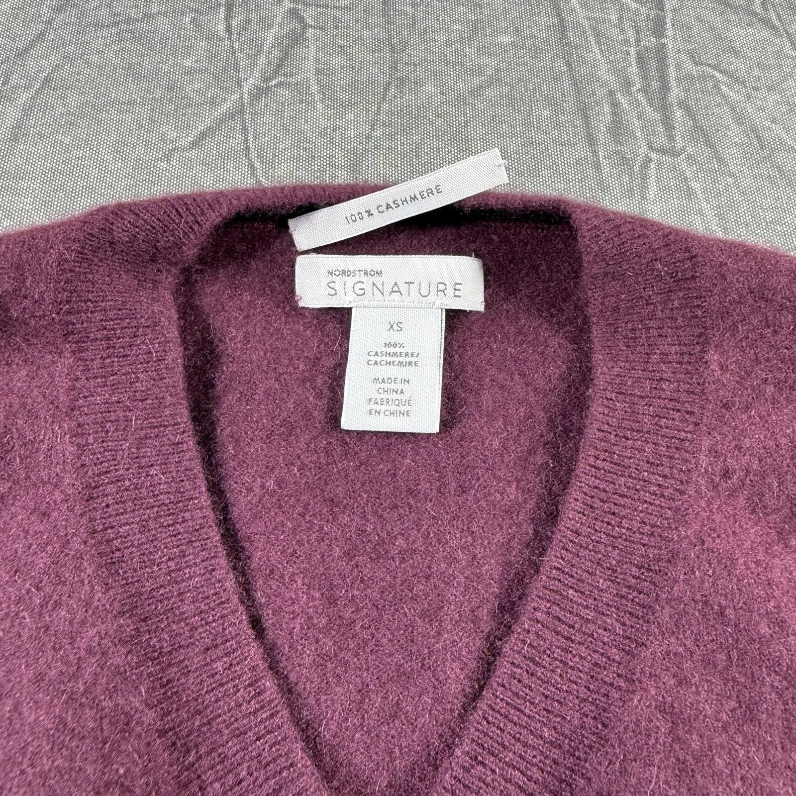Nordstrom Nordstrom Signature Sweater Women's XS Burgundy Cashmere Size XS / US 0-2 / IT 36-38 - 6 Thumbnail