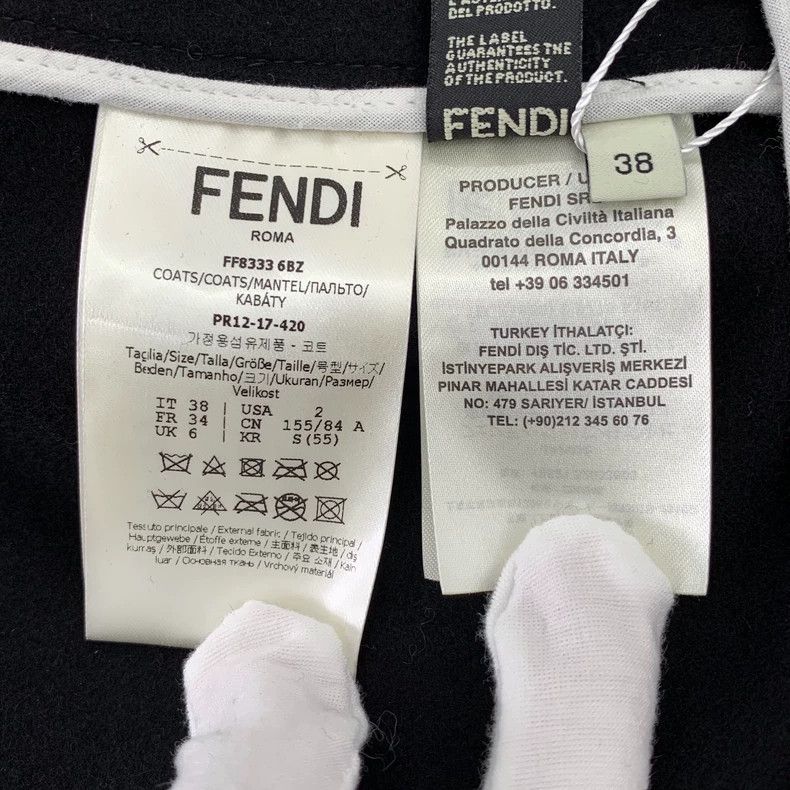 Fendi FENDI Black Wool Lapel Single Breasted Long Coat Size XXS / US 00 / IT 34 - 8 Thumbnail