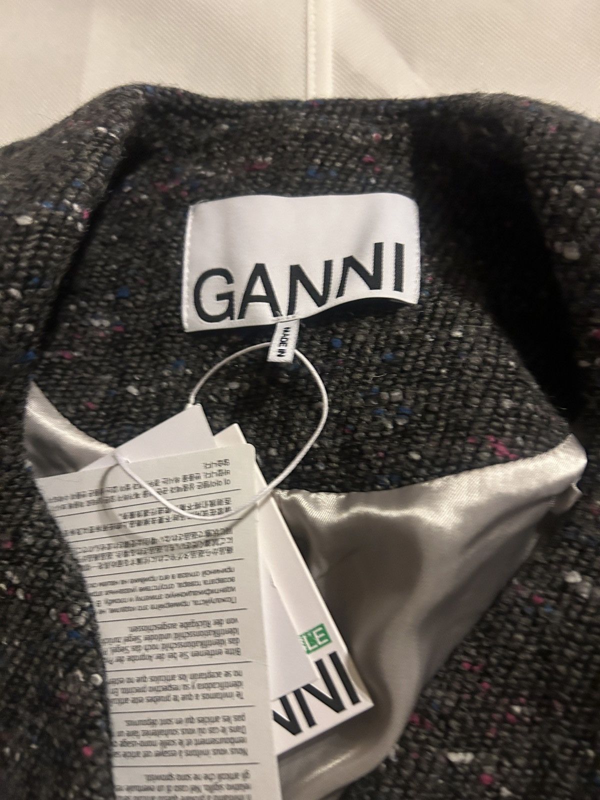 Ganni GANNI Donegal wool-blend bouclé-tweed jacket Anthracite Size XS / US 0-2 / IT 36-38 - 8 Thumbnail
