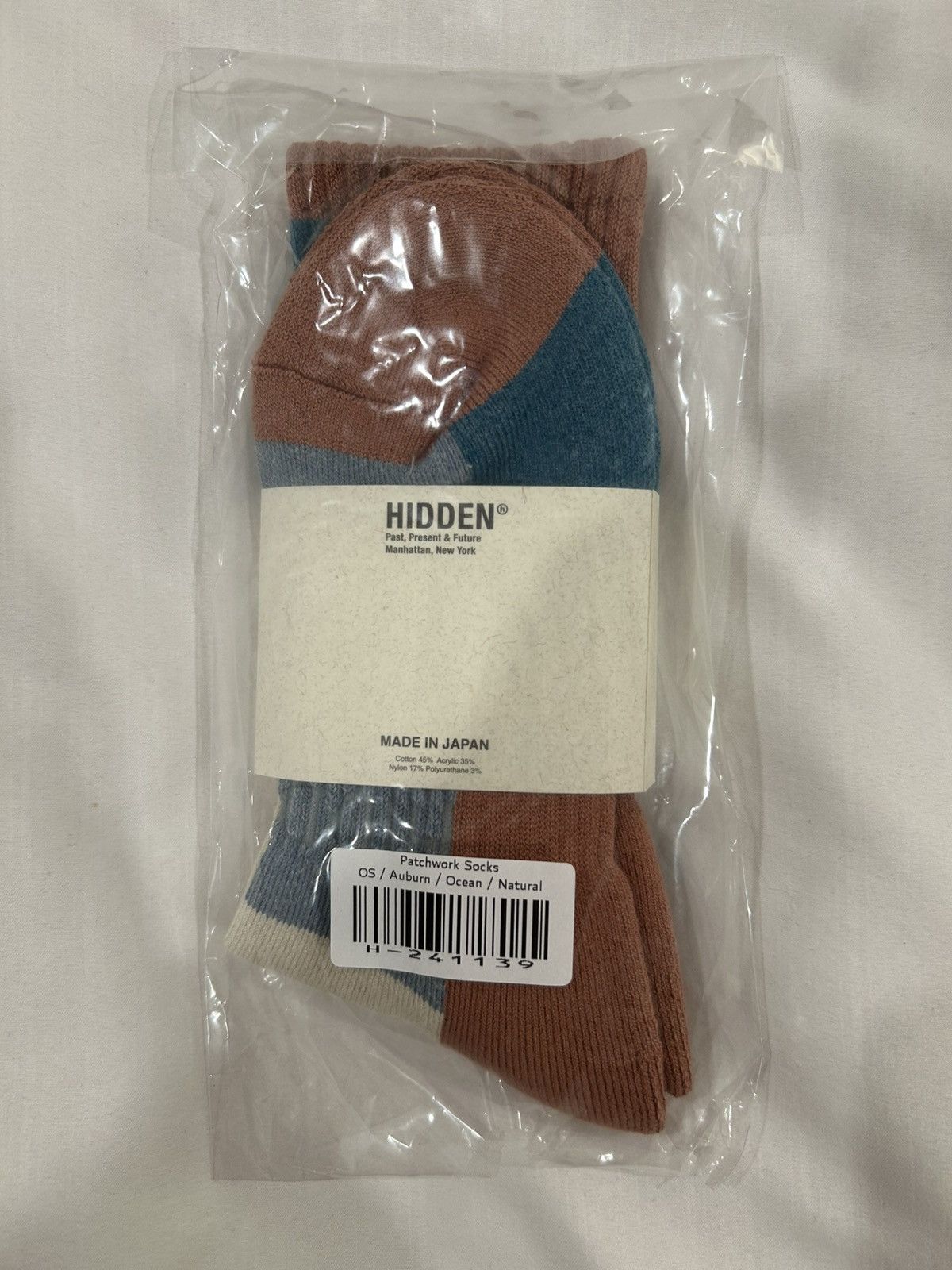 HIDDEN Hidden NY Socks Patchwork Made in Japan Auburn Ocean Natural Size ONE SIZE - 2 Thumbnail