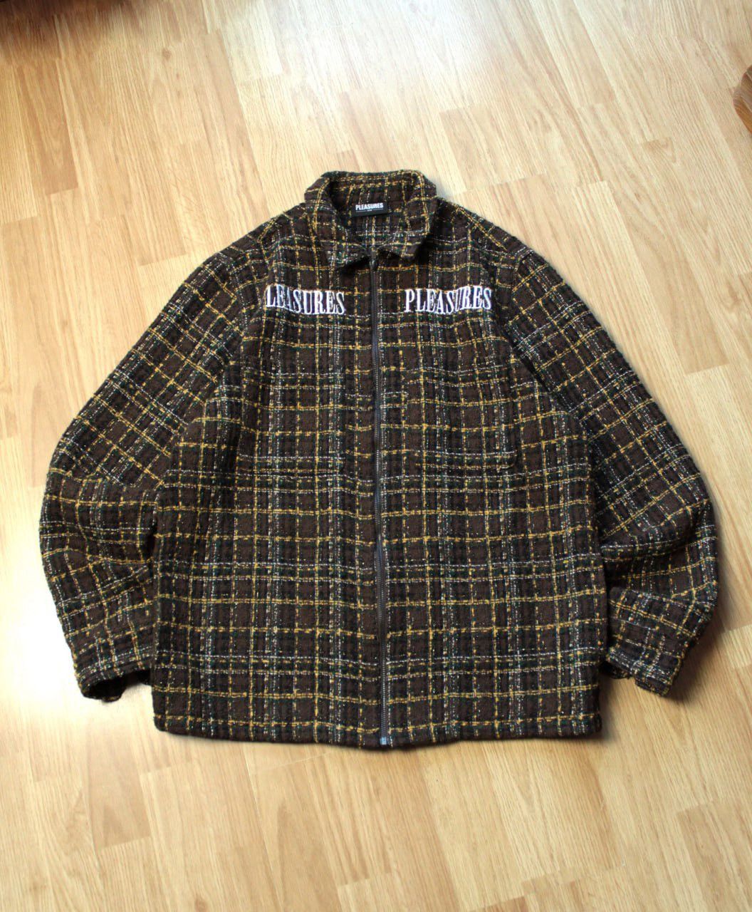 🔥 Pleasures Voices Overshirt Jacket Brown Logo