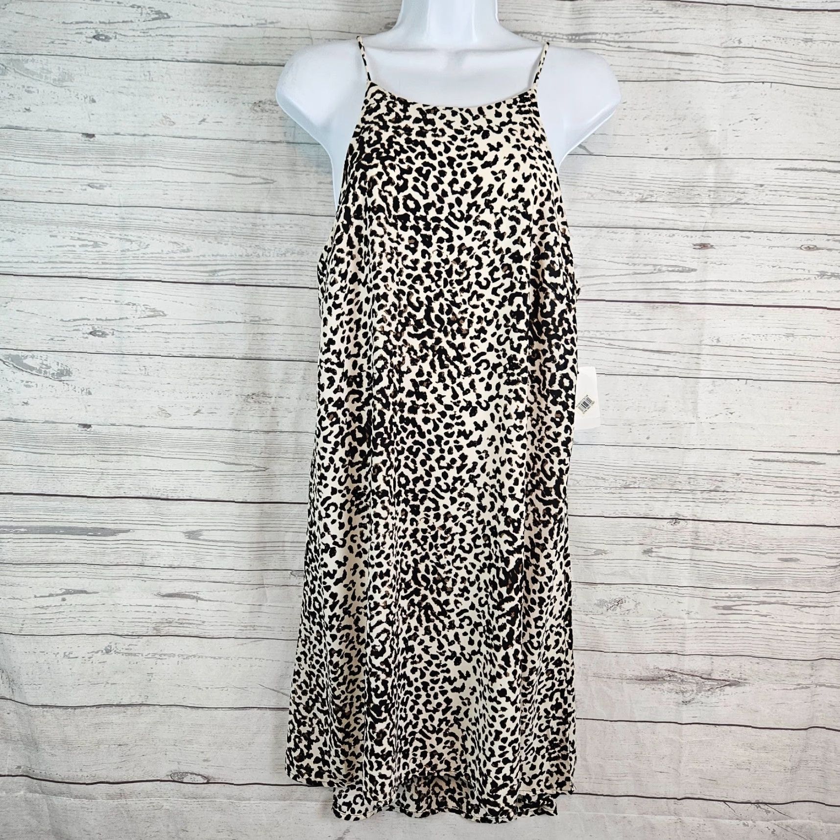 Vintage ASTR Dress Womens Mini Sleeveless Black White Animal Print L Large Tie Closure Polyester Short Vintage No N/A Womens Size L / US 10 / IT 46 - 2 Thumbnail