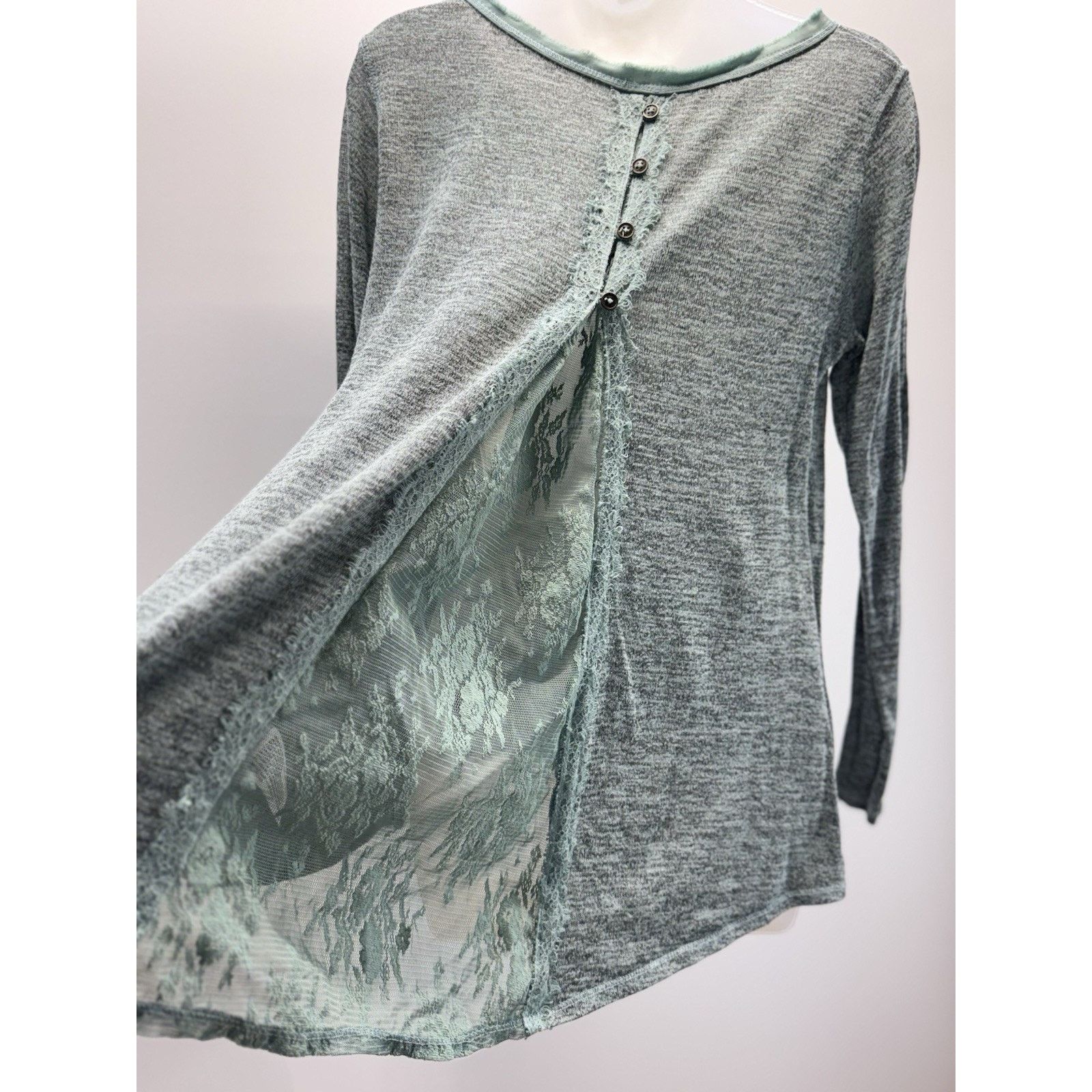 Other Xhilaration Womens L Gray Long Sleeve Blouse Size L / US 10 / IT 46 - 4 Thumbnail